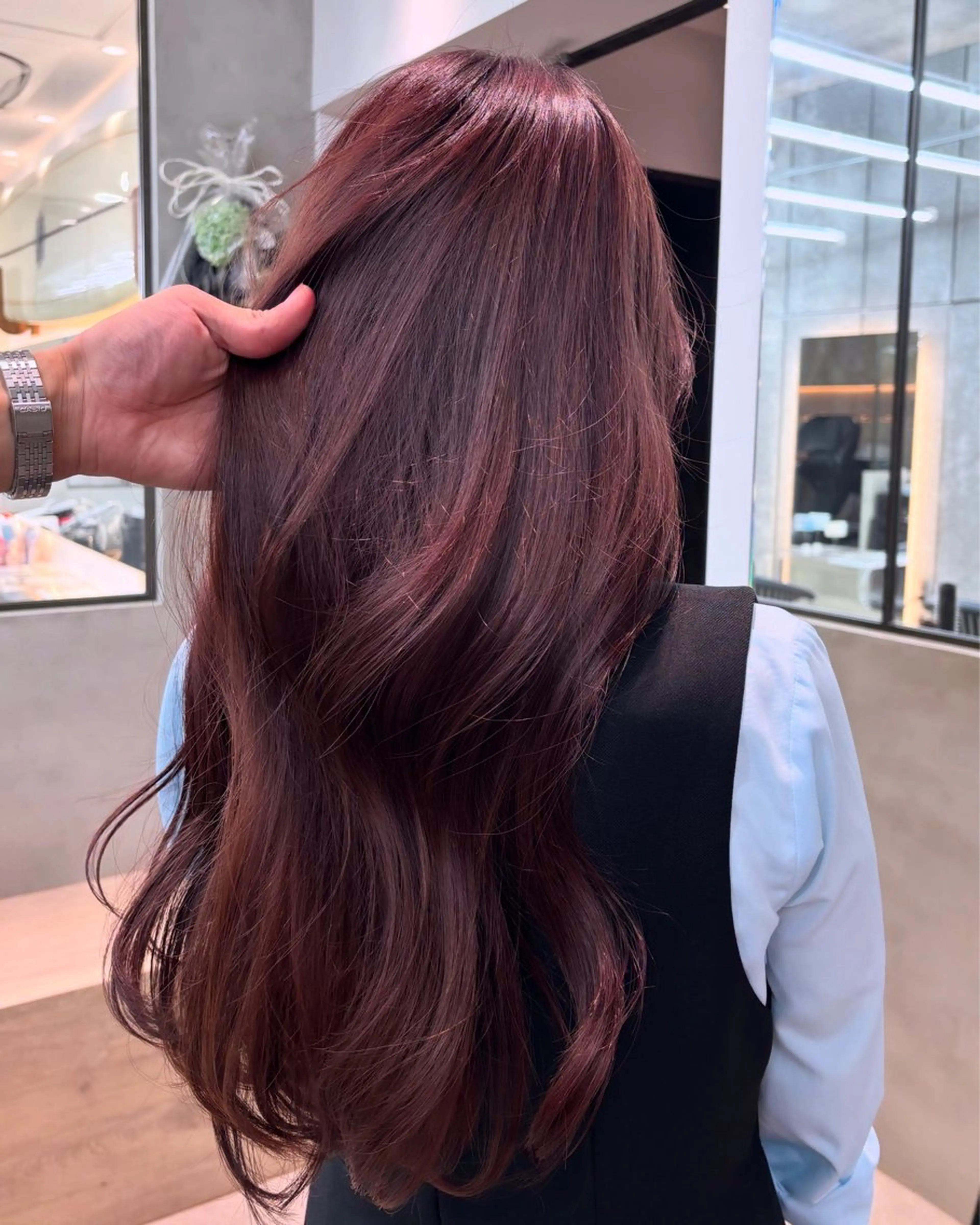 ロング カラー ブリーチ カシス ピンクカラー ヘアカラー トリートメント 韓国💞艶カラー/ 髪質改善/ハルカ🌙のヘアスタイル