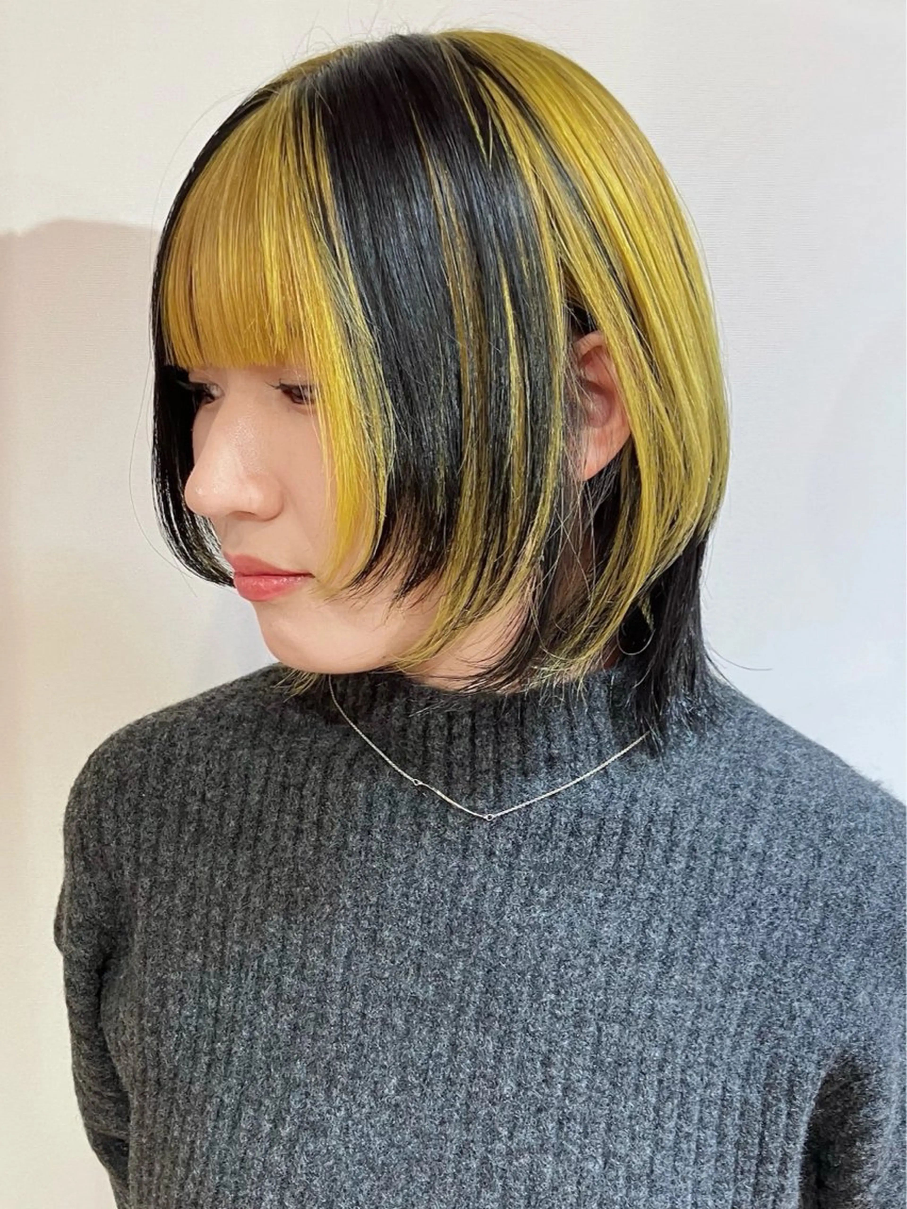 ミディアム ボブ ウルフカット カット ヘアカラー moriofromlondon原宿本店所属・fumikaブリーチ /ウルフのヘアスタイル