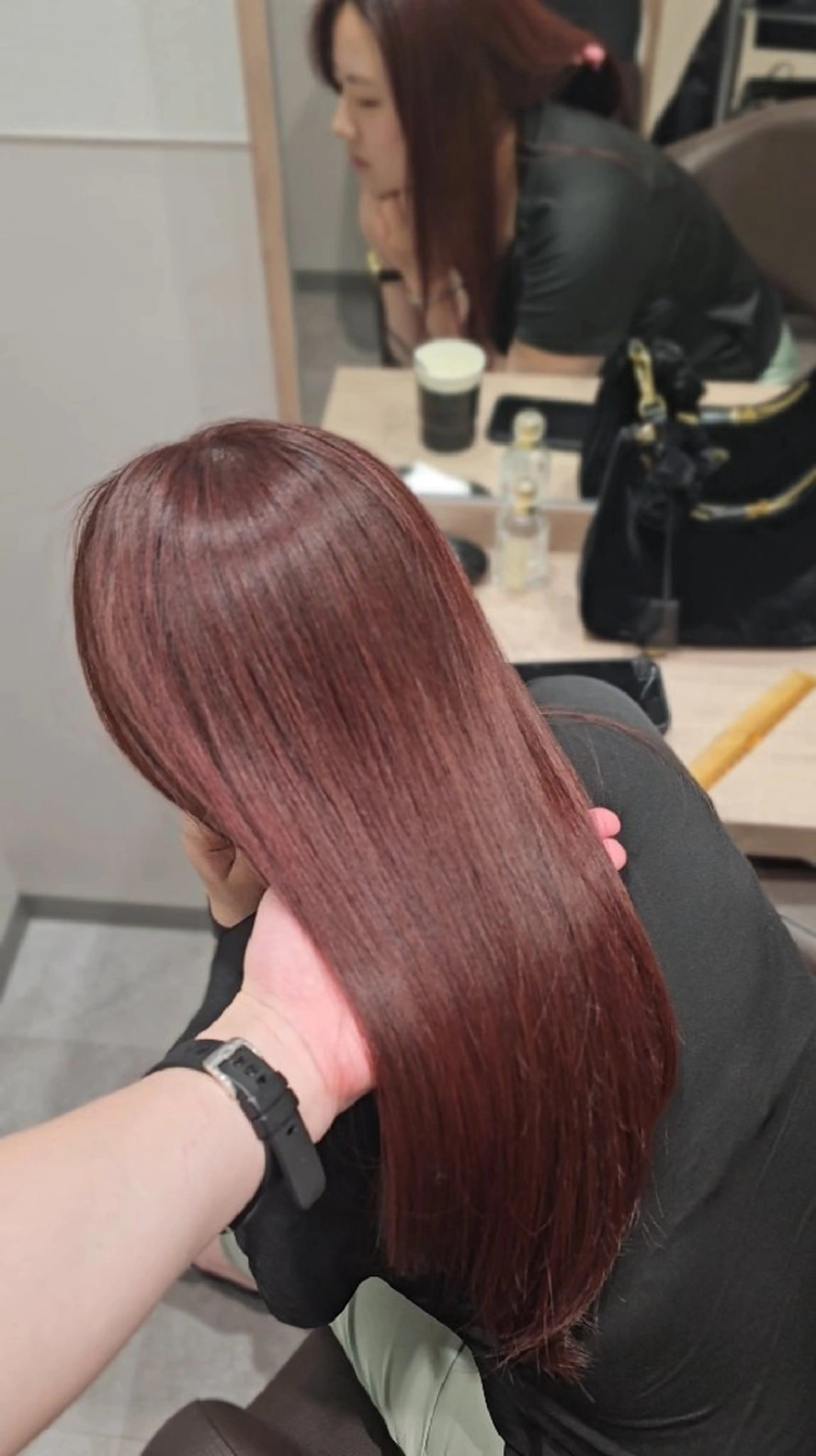 セミロング カラー ピンクカラー 髪質改善 カット ヘアカラー トリートメント サロウィン　神戸三宮店所属・三宮No.1ブリーチ 無しカラー/杉山太貴のヘアスタイル