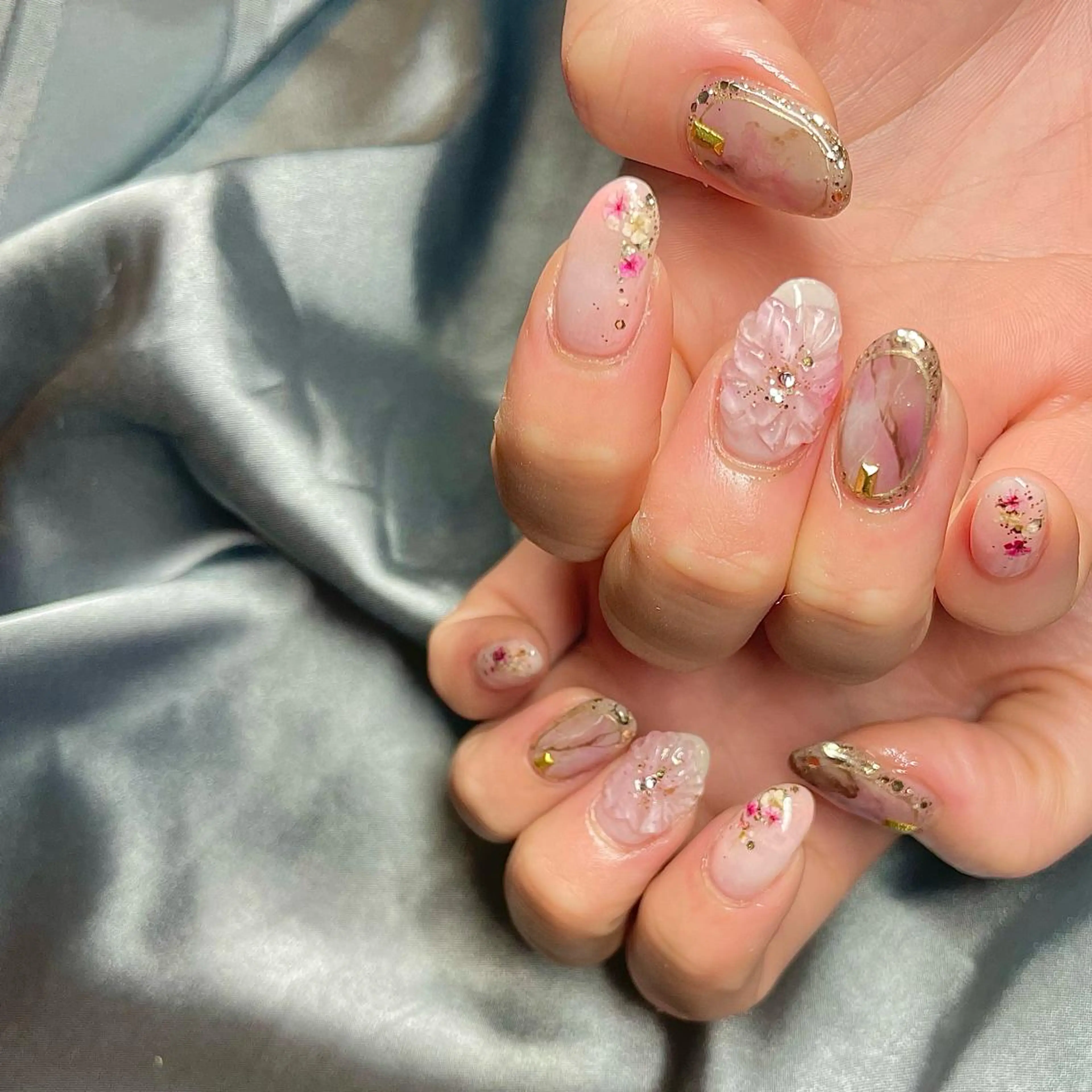ミディアム カラー パーマ ヘアアレンジ メンズ キッズ ネイル マツエク・マツパ アイブロウ 桜ネイル nail&eye Aoのマツエク・マツパデザイン