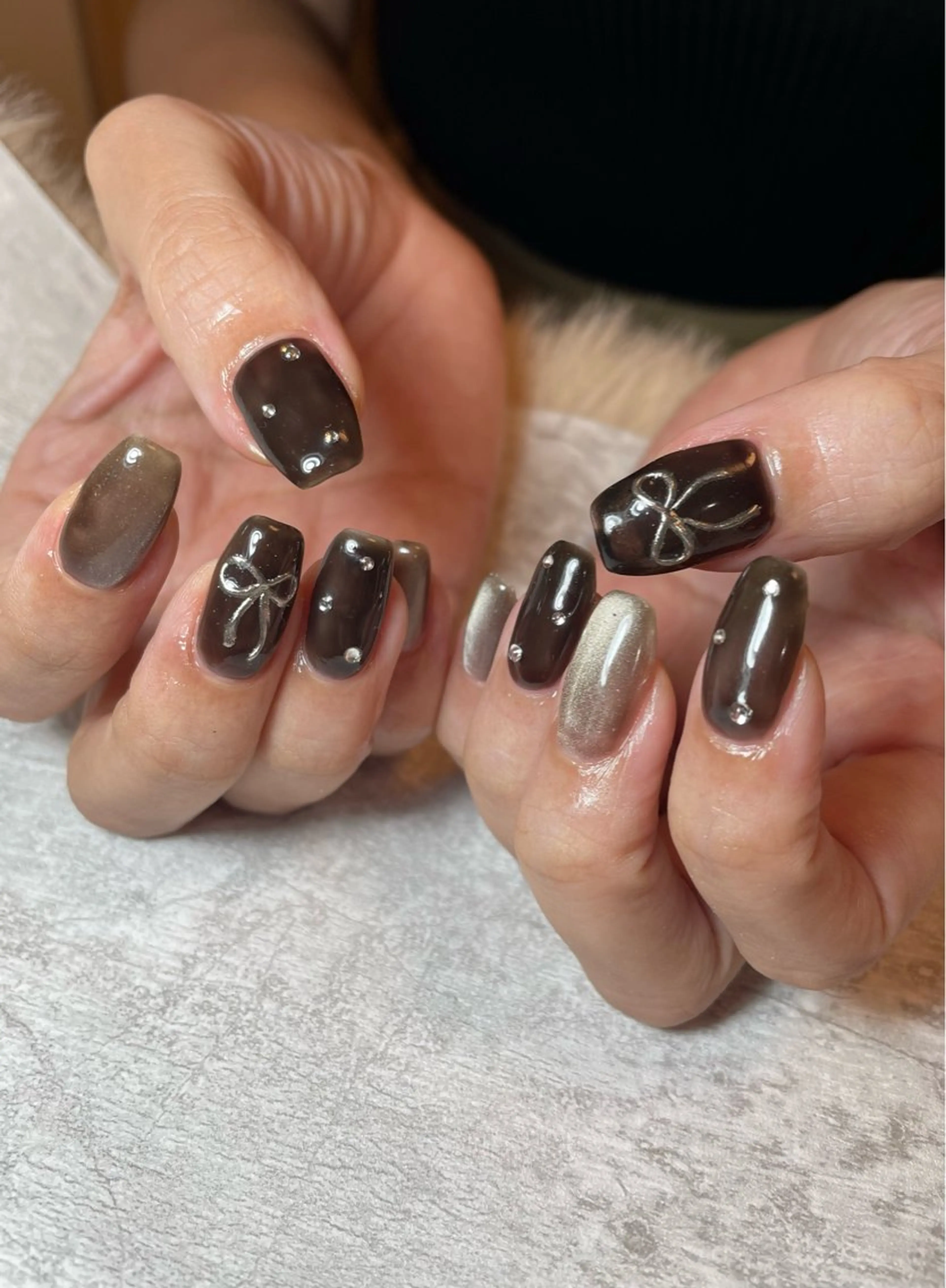 ネイル 韓国ネイル 持ち込み リボン BEAUTY GARDEN 【nail salon unseul】所属・nana .のネイルデザイン