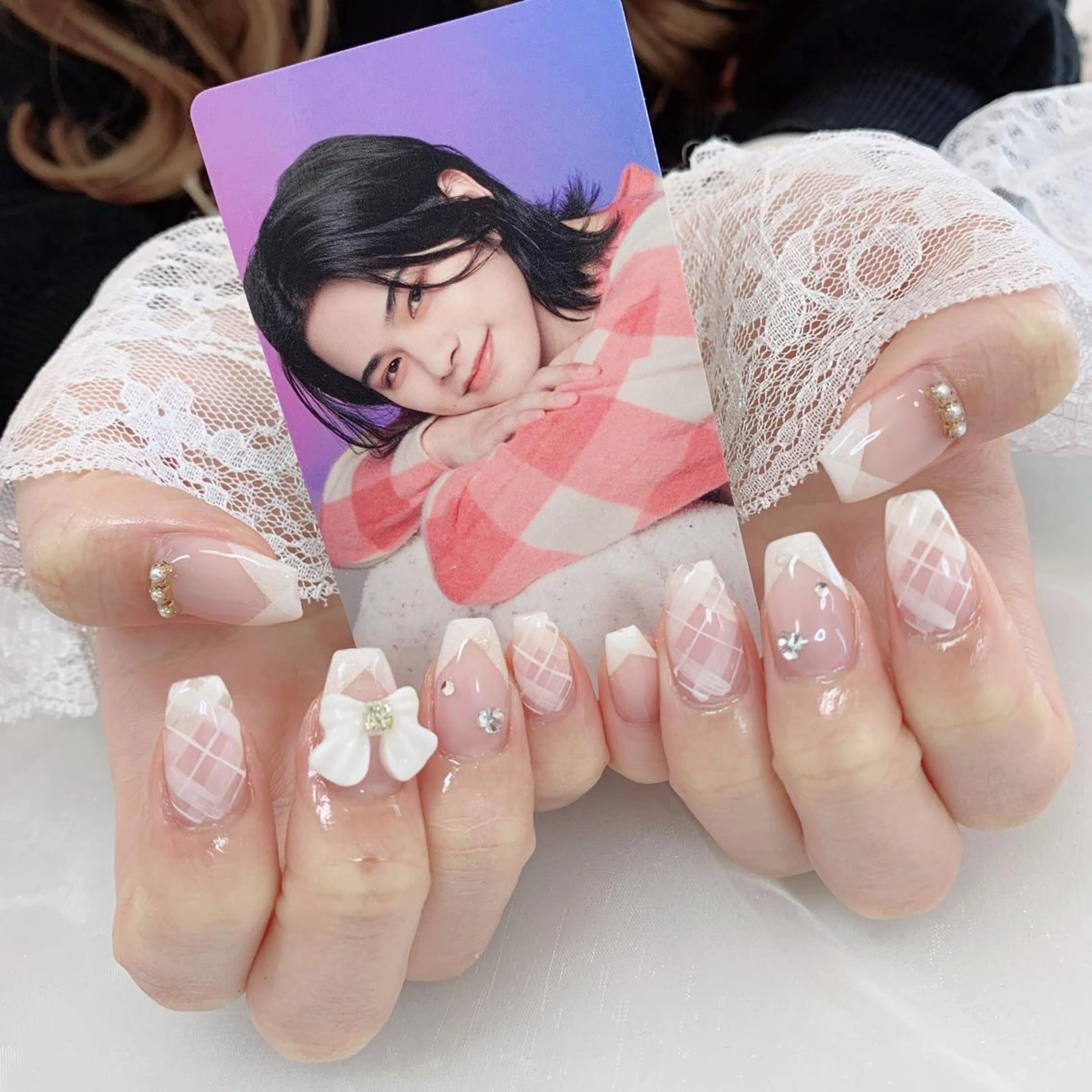 ネイル リボン ハンドネイル La neige* yuki 🥯🍑のネイルデザイン