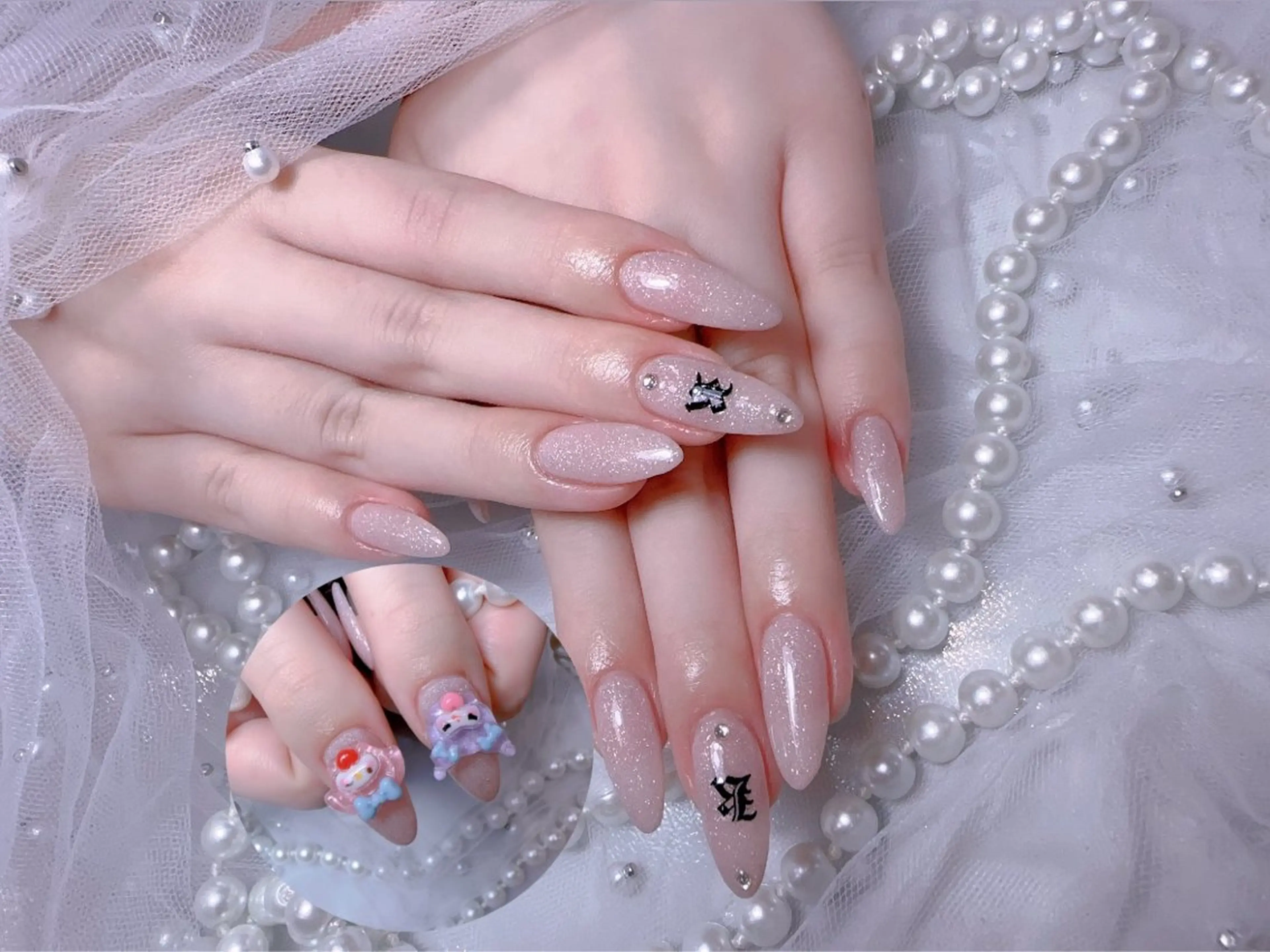 ネイル アートネイル フラッシュネイル フレンチネイル ジェルネイル ガラスフレンチ ハンドネイル You&Me Miyuのネイルデザイン