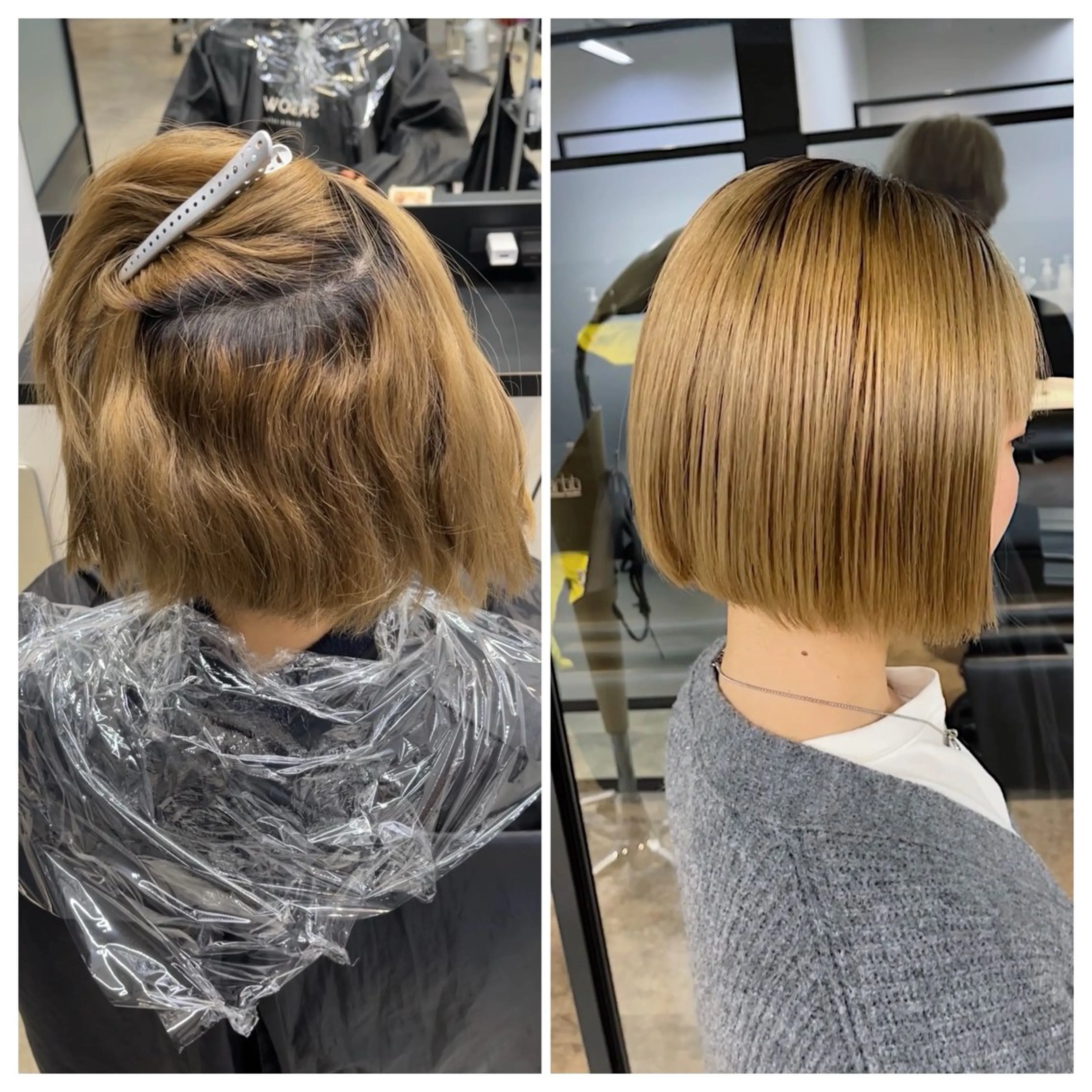 ショート ボブ 縮毛矯正 トリートメント け んブリーチ縮毛矯正のヘアスタイル