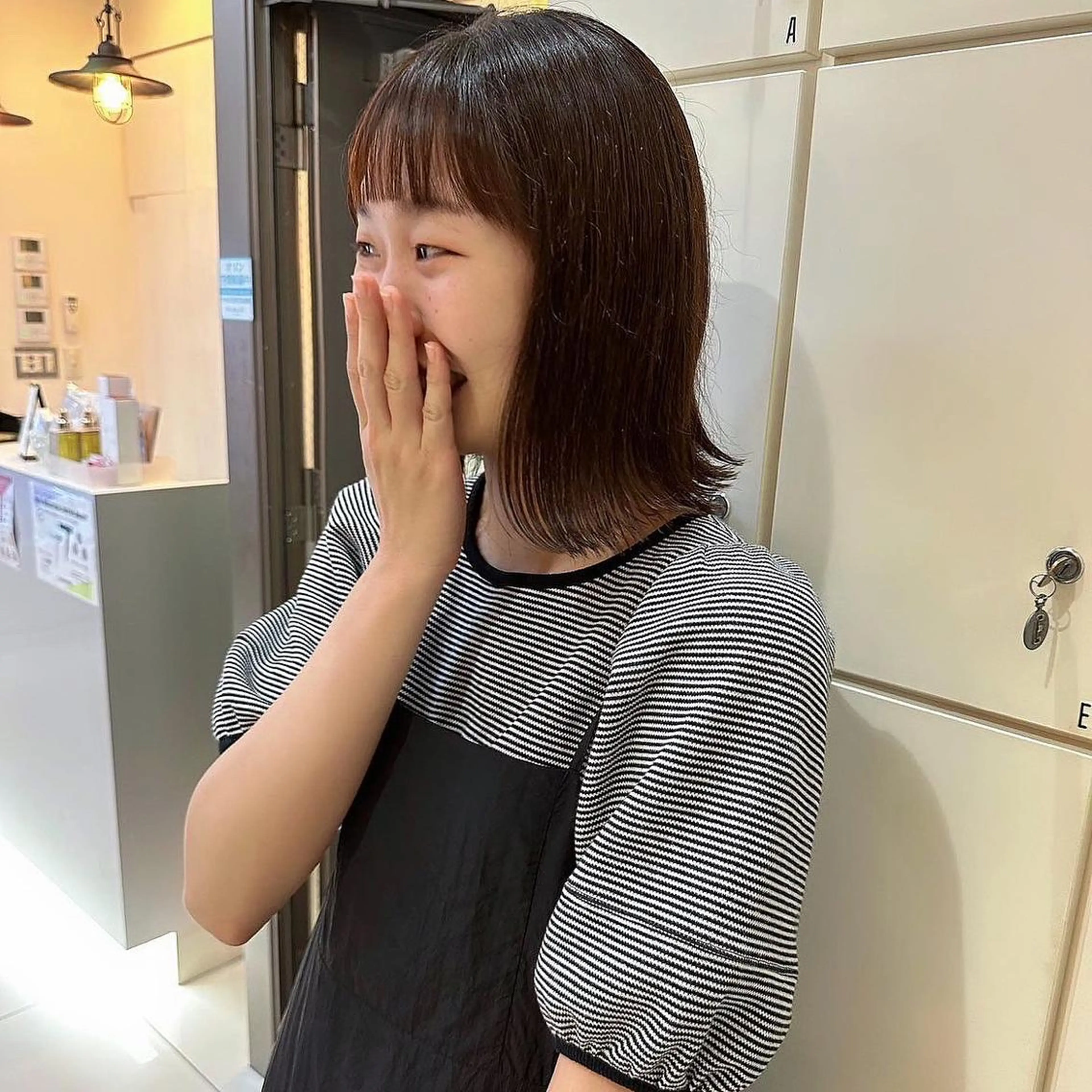 ミディアム mao♡ベージュ/ 顔周りカットのヘアスタイル