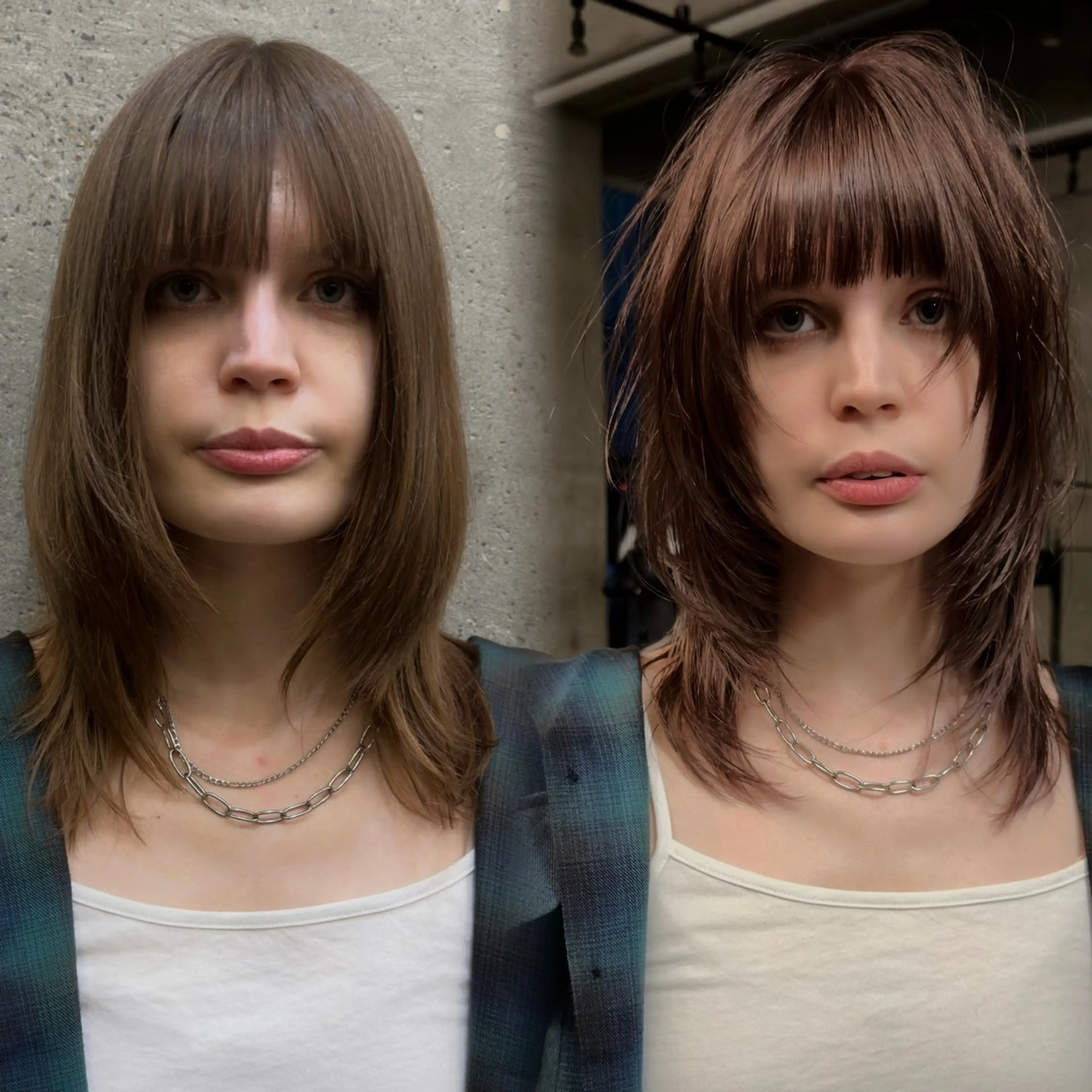 ロング ウルフ/レイヤー/ ブリーチカラーのヘアスタイル