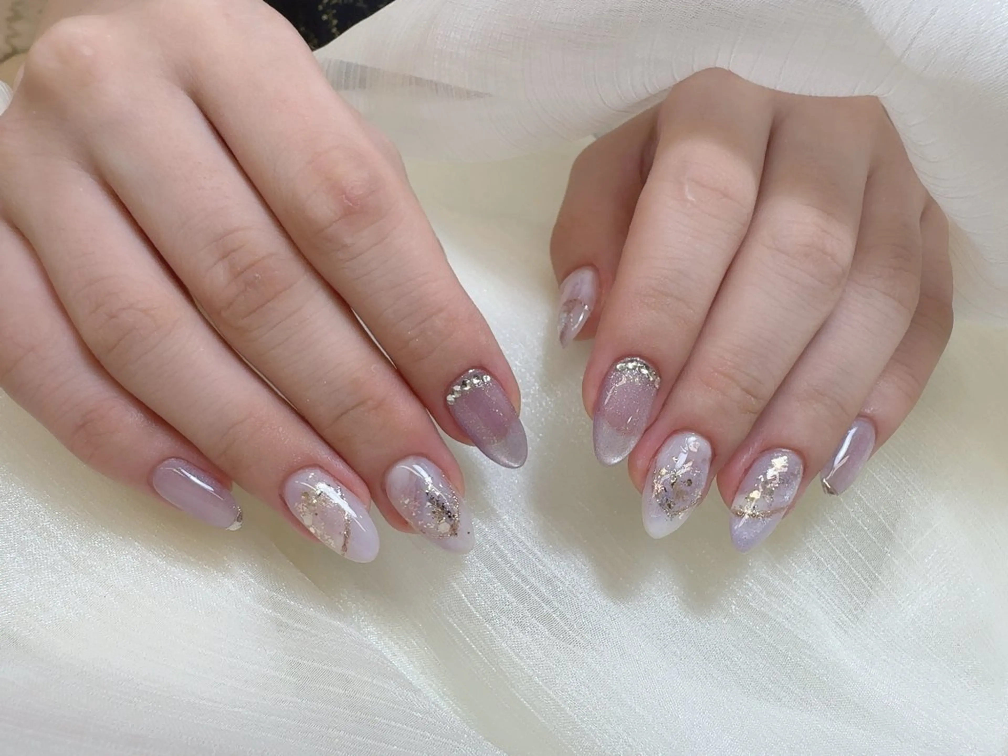 ネイル オーロラネイル 長さ出し フレンチネイル ジェルネイル マグネットネイル ハンドネイル Hi nail 【ハイネイル】池袋のネイルデザイン