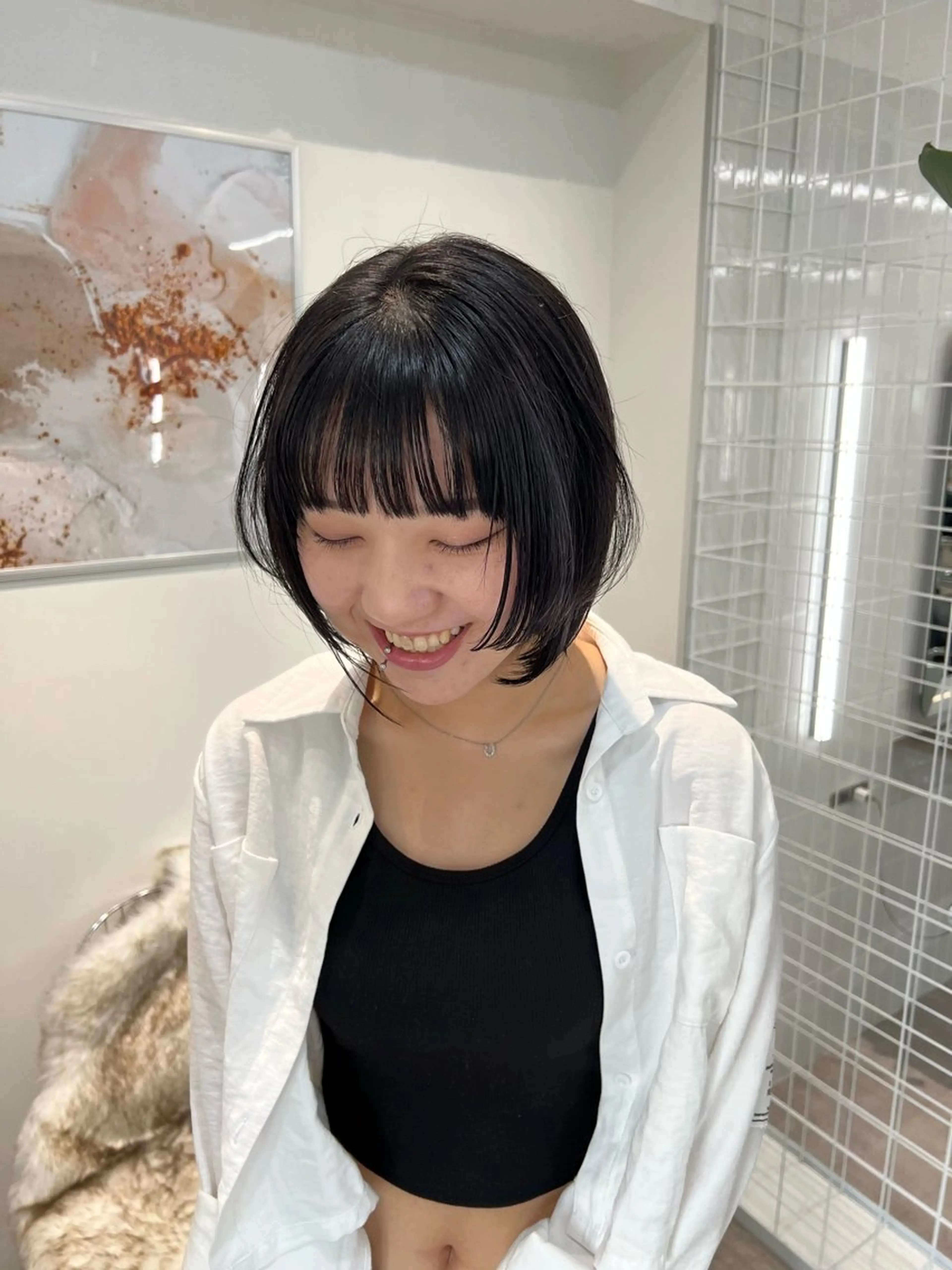 ショート カラー ヘアアレンジ ヘアカラー トリートメント ショート/ボブ/似 合わせ/顔周りカットのヘアスタイル