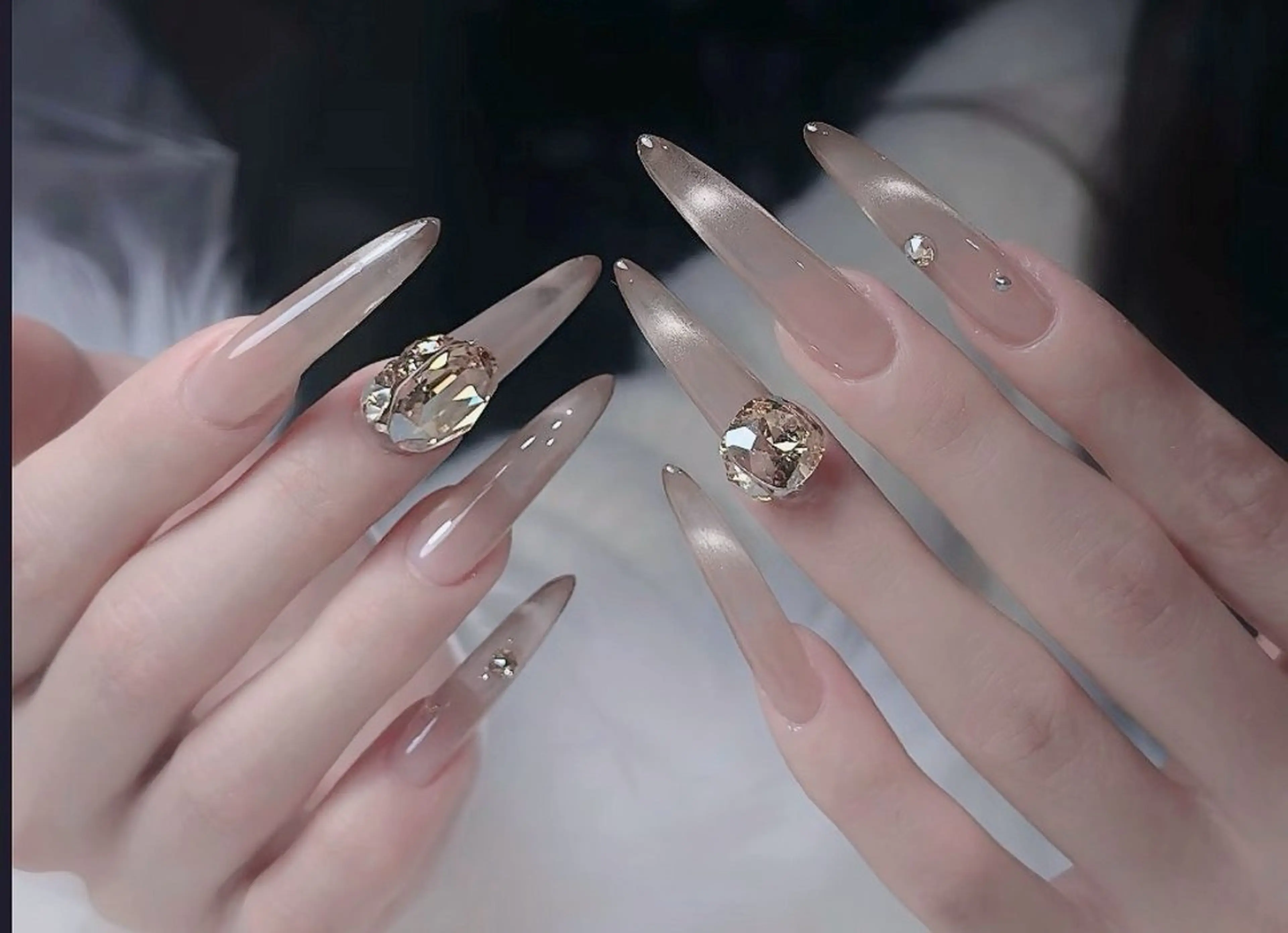 ネイル アートネイル ボルドー フレンチネイル ジェルネイル 氷ネイル・うるうるネイル ハンドネイル H.baby Nail Salonのネイルデザイン