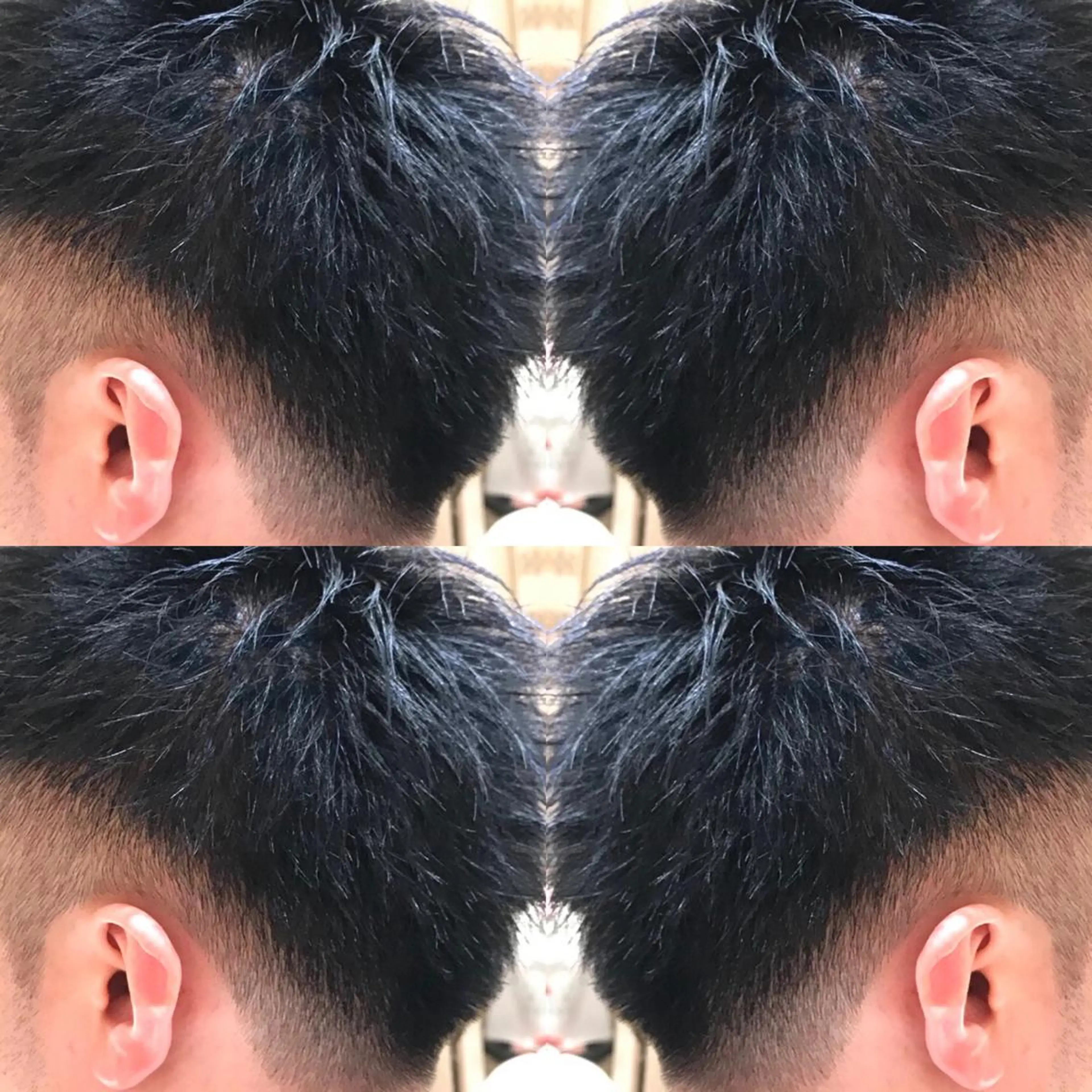 ショート カラー メンズ フェードカット 黒髪 ブルーカラー ブルーブラック エンターテイナー🔥 星野　甲斐のヘアスタイル