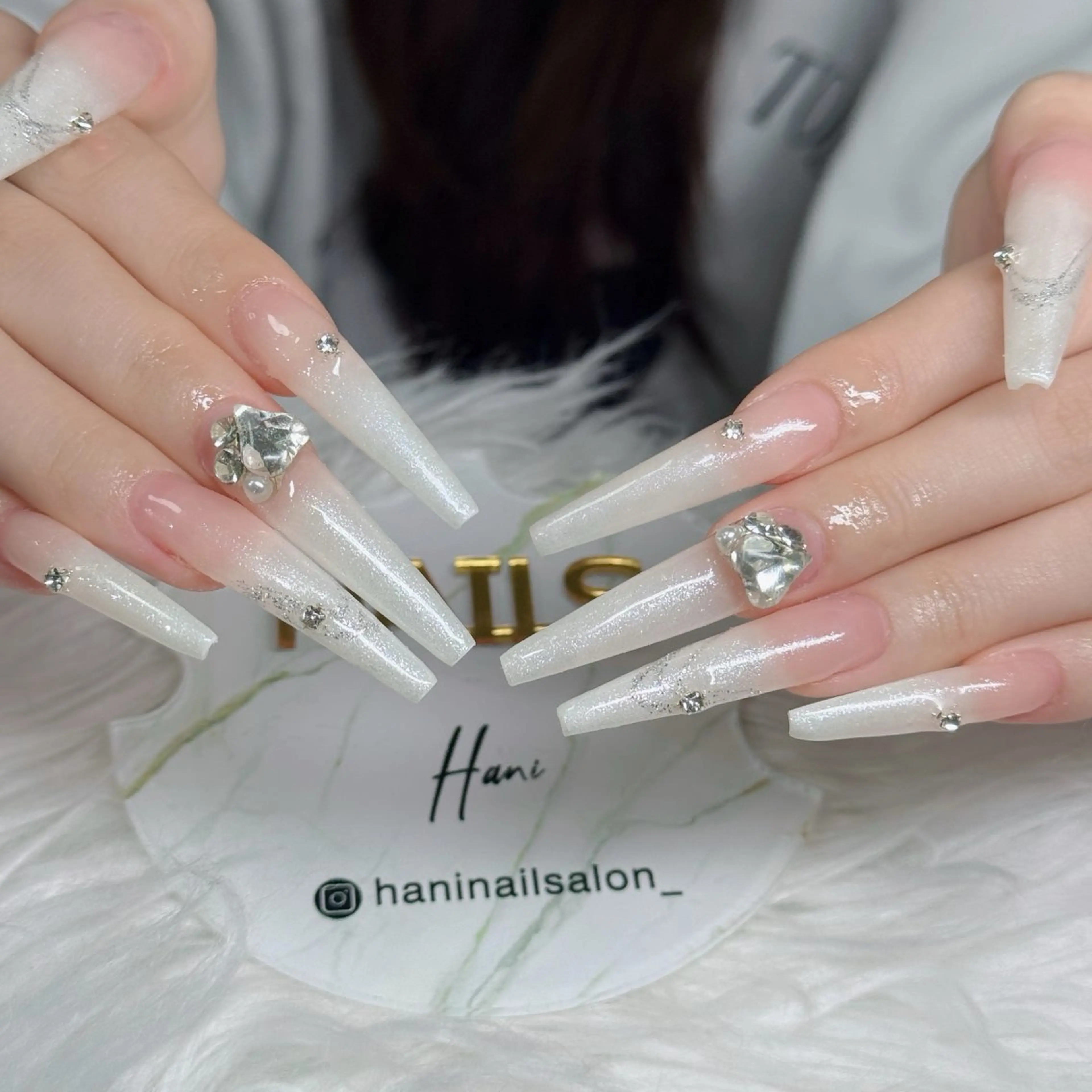 ネイル フットネイル フレンチネイル グラデーション 韓国ネイル ロングネイル ハンドネイル Hani Nail Salonのネイルデザイン