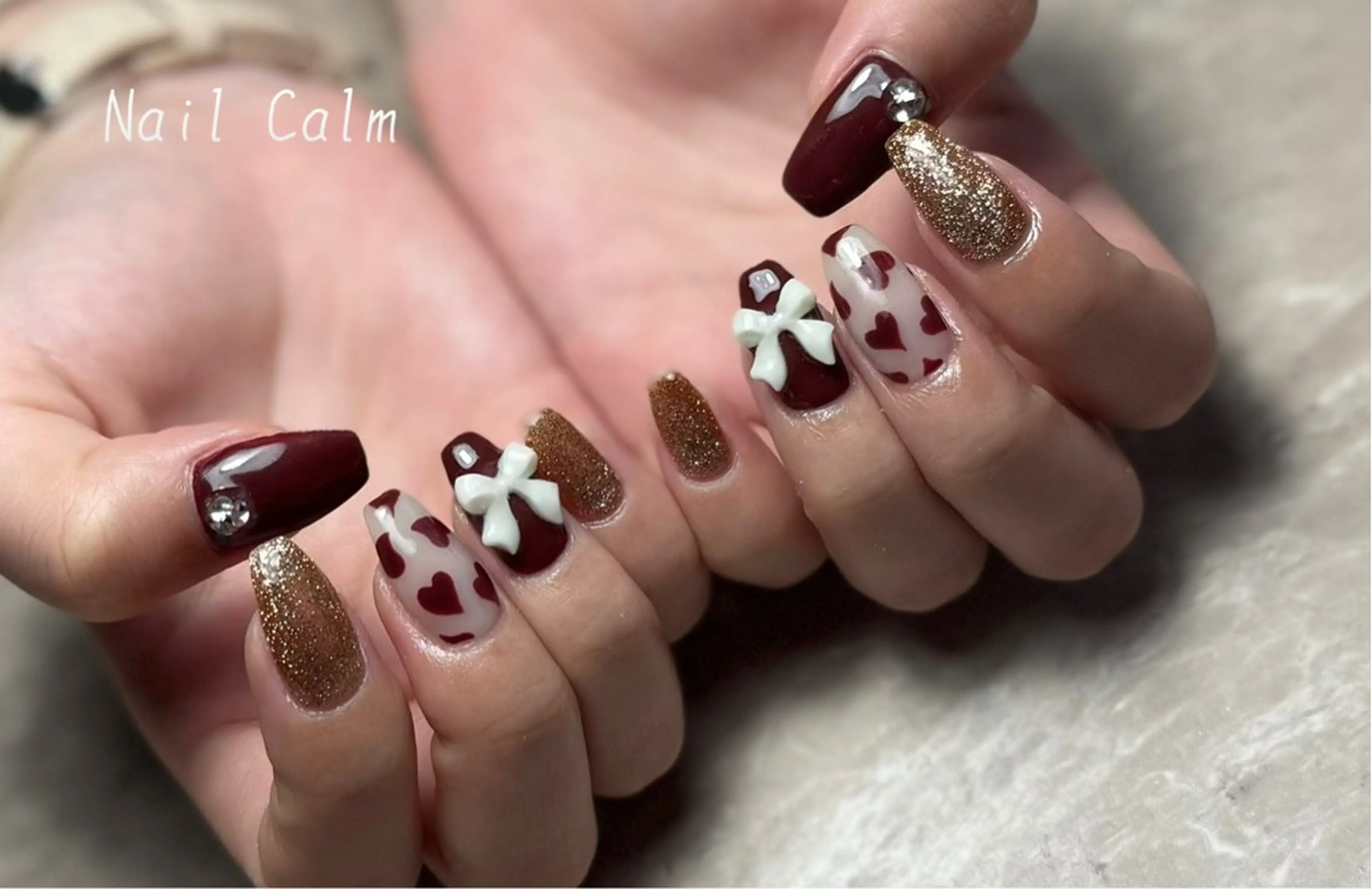 ネイル アートネイル バレンタイン ハンドネイル Nail Calm所属・プライベートサロン Calmのネイルデザイン