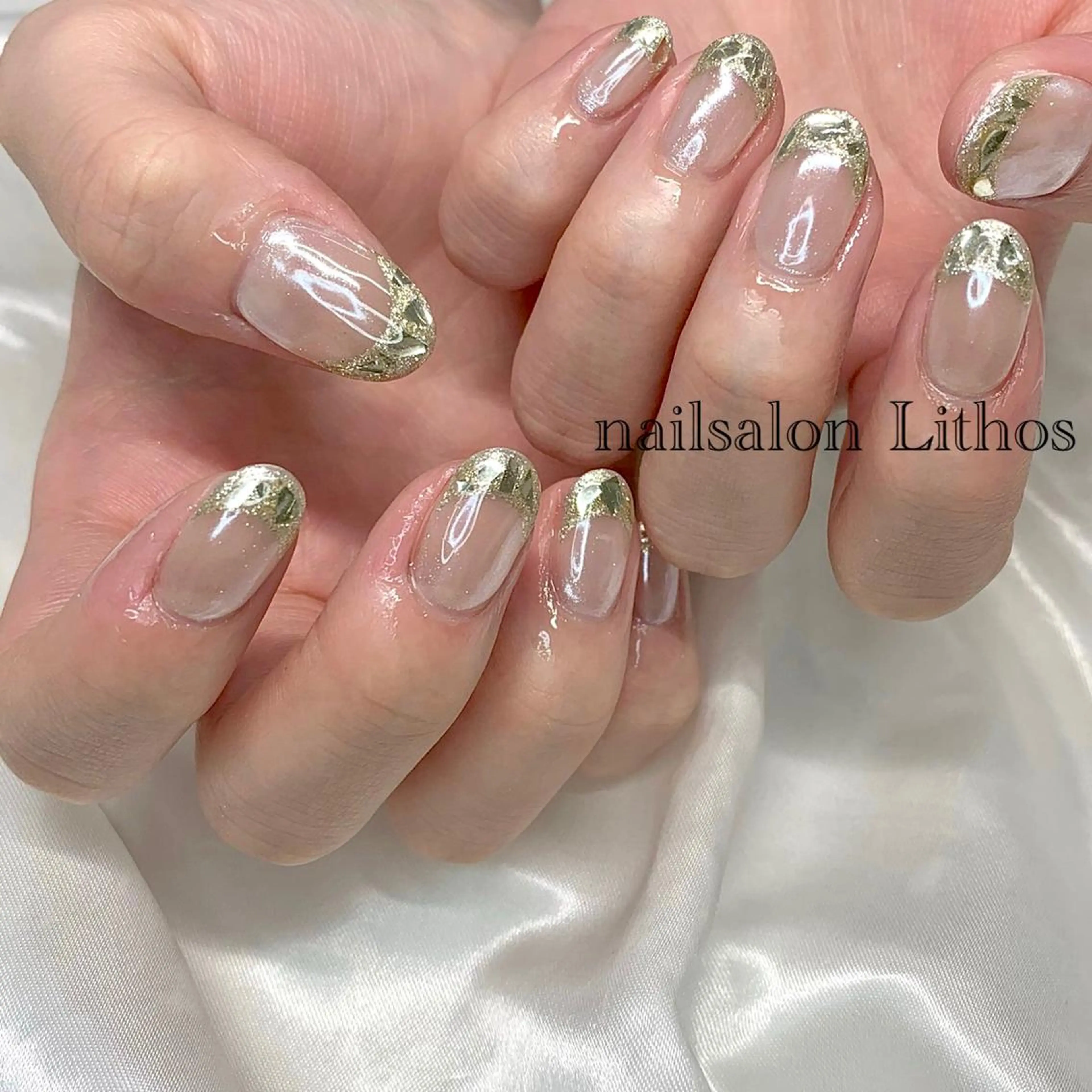 ネイル フレンチネイル ガラスフレンチ ハンドネイル nailsalon Lithos所属・nailsalon Recontreのネイルデザイン