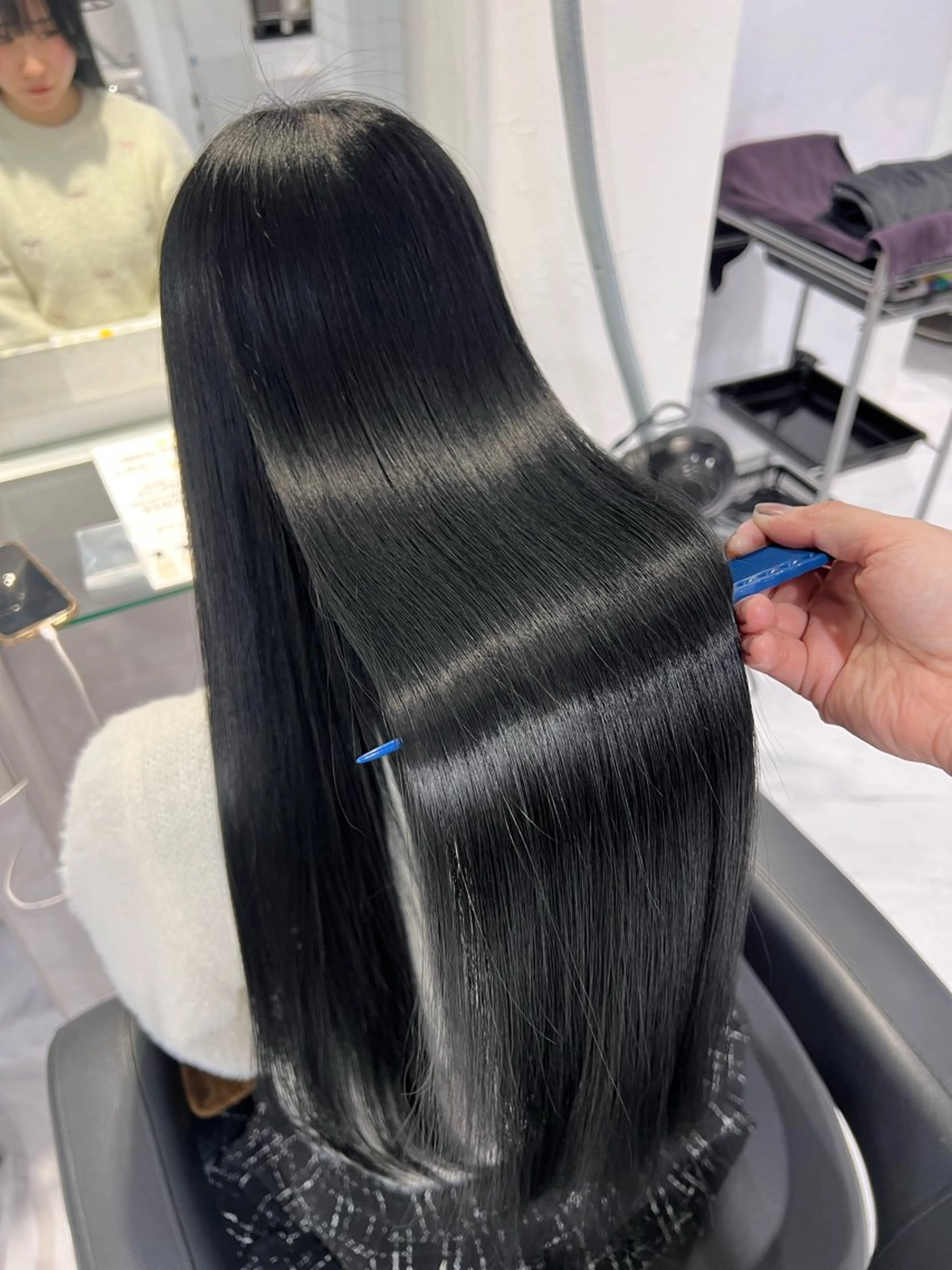 セミロング パーマ メンズ カット 縮毛矯正 トリートメント 🦋重くない暗髪🦋 Hana🦋のヘアスタイル