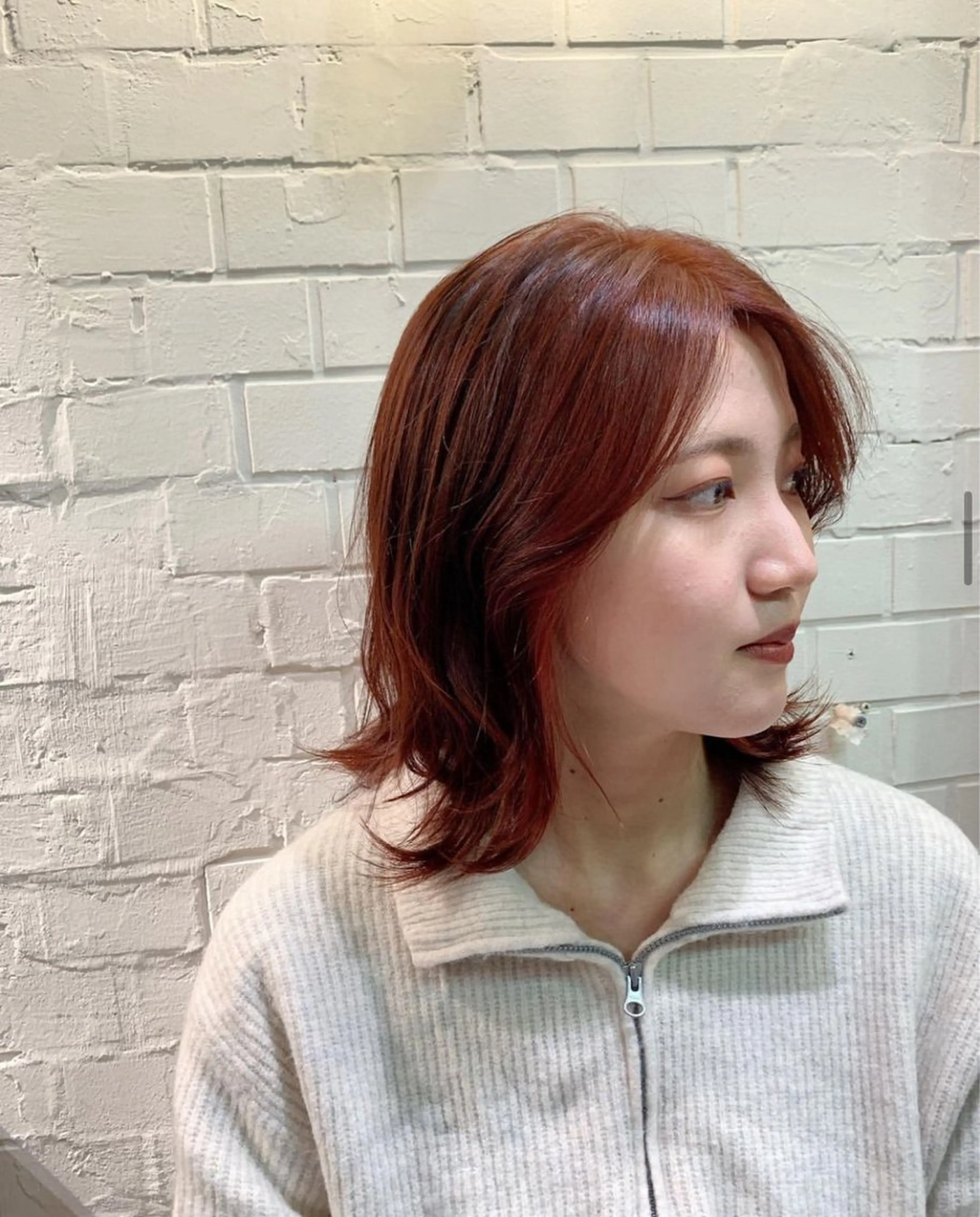 カラー レッドカラー ヘアカラー トリートメント 水原波津輝/ボブ /ニュアンスパーマのヘアスタイル