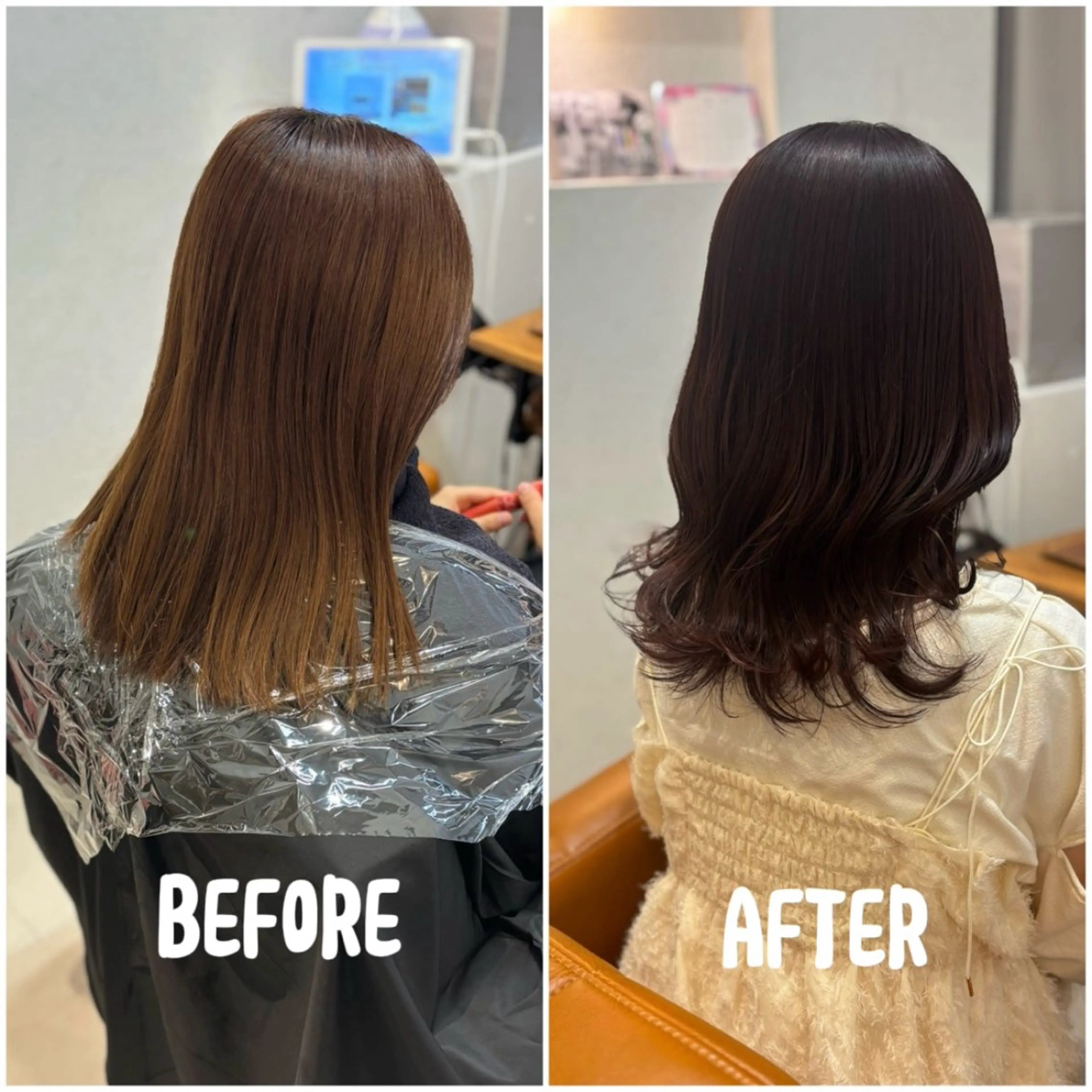 ミディアム カラー 【完全個室】髪質改善 暖色カラー/山崎唯奈のヘアスタイル