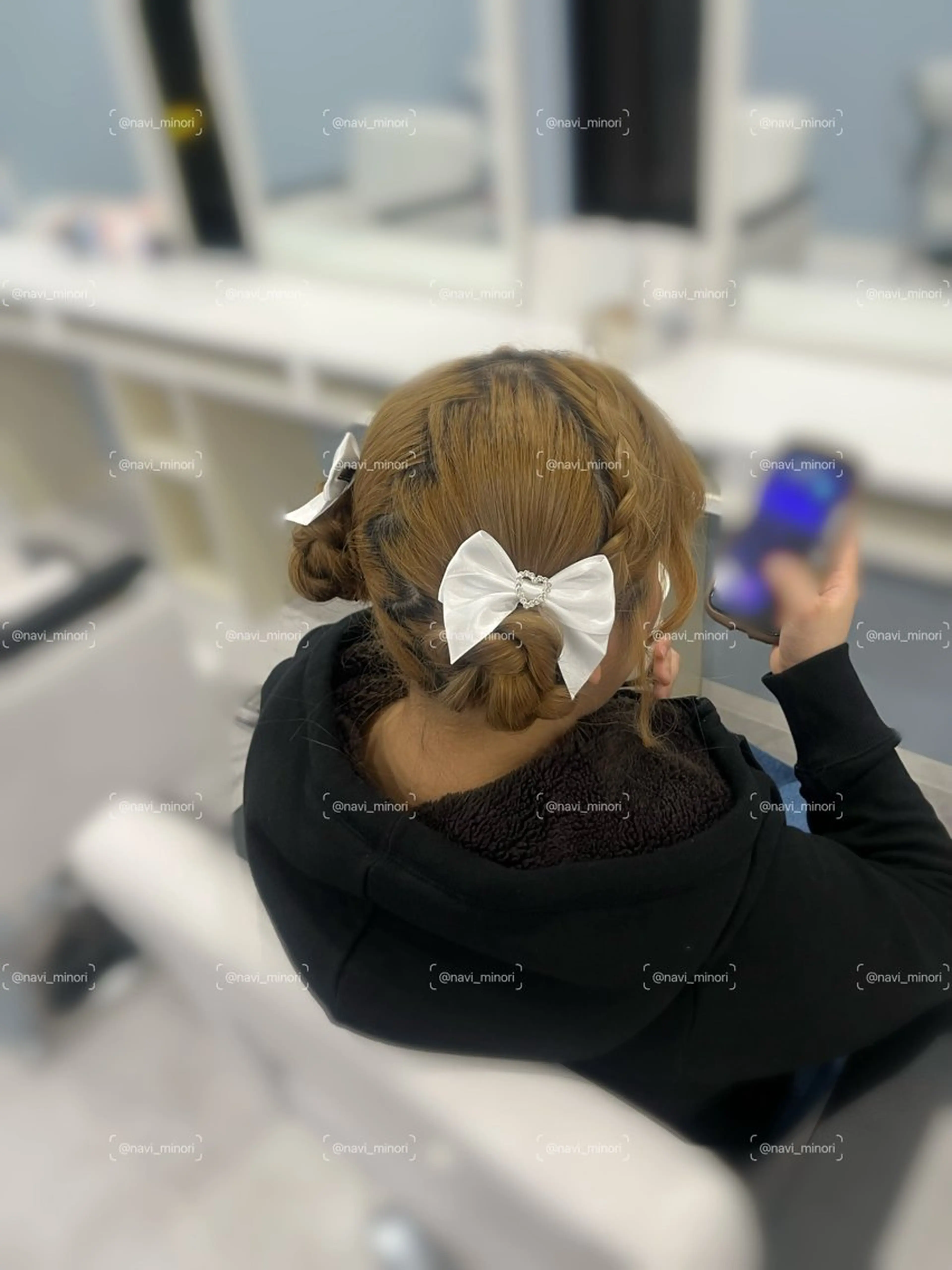 セミロング ヘアアレンジ お団子ヘア hairsetsalonNAVI所属・navi minoriのヘアスタイル