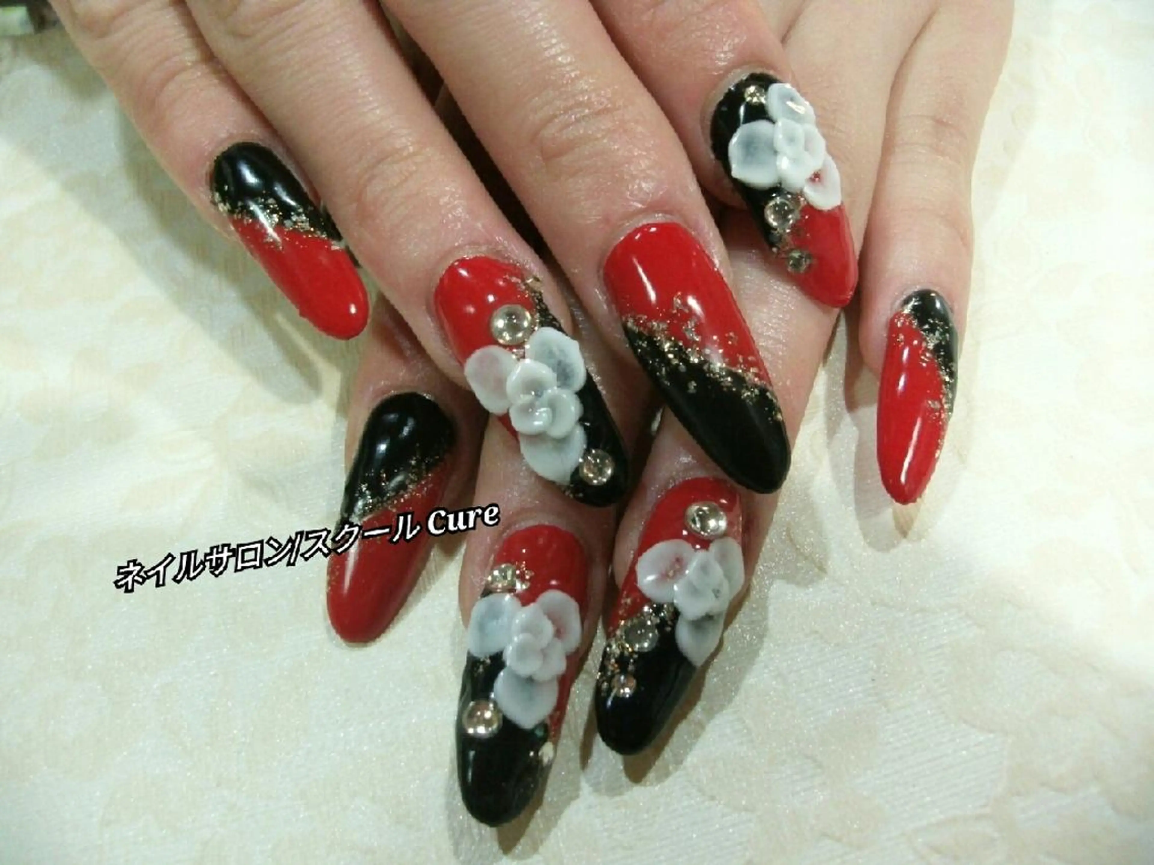ロング ネイル ロング 成人式 長さ出し ロングネイル スカルプネイル ネイルサロン Cureのネイルデザイン