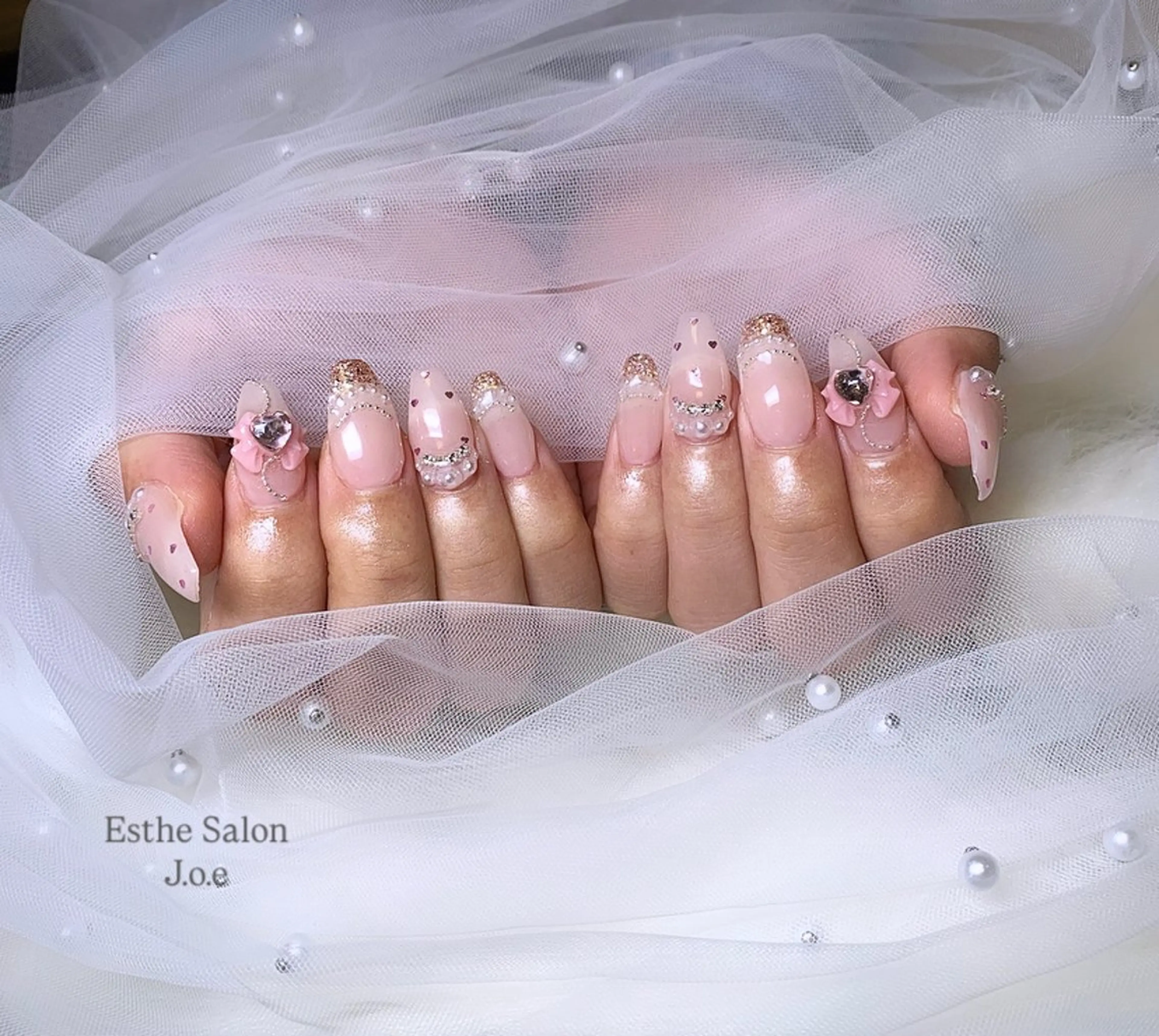 ネイル ハート ハンドネイル 石堂 さくらのネイルデザイン