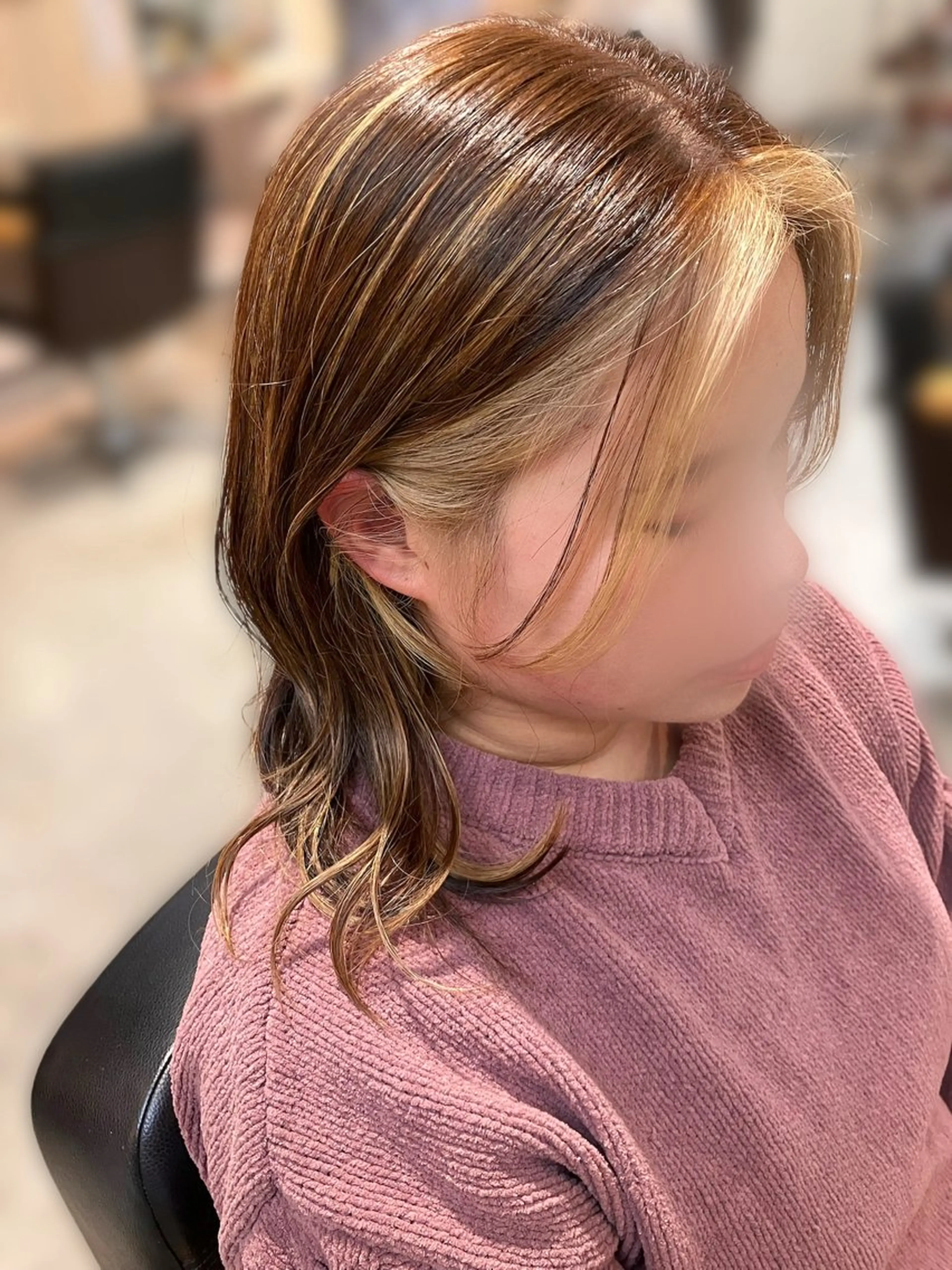 ミディアム カラー ミストバング デザインカラー  フェイスフレーミング ハイライトカラー ハイライト ヘアカラー RISEHAIRBRAND豊中所属・⭐️こもだ⭐️ ⭐RISEHAIR⭐のヘアスタイル