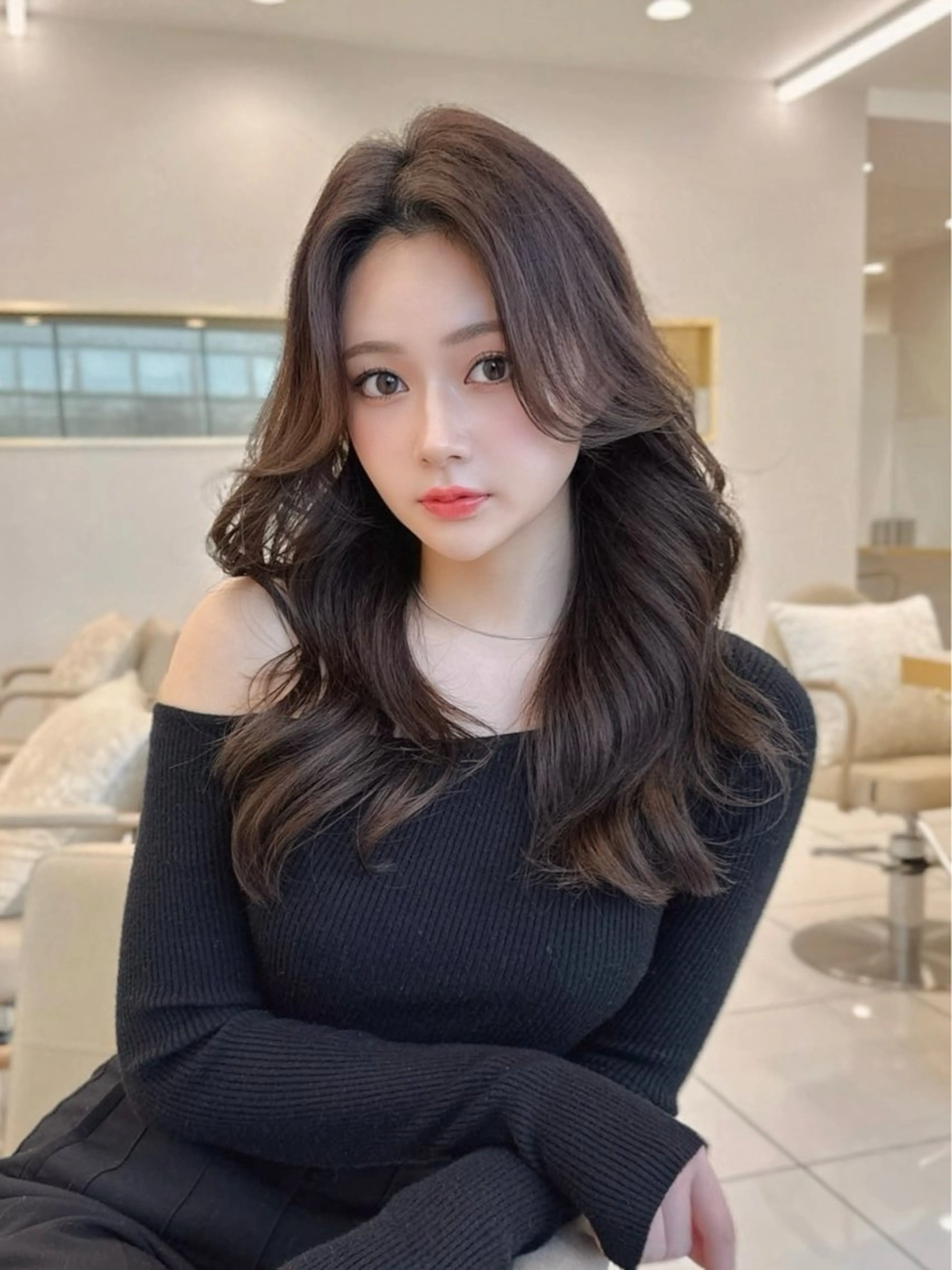 ロング カラー カット ヘアカラー トリートメント 前髪顔周り/レイヤー 韓国/桔川恒のヘアスタイル