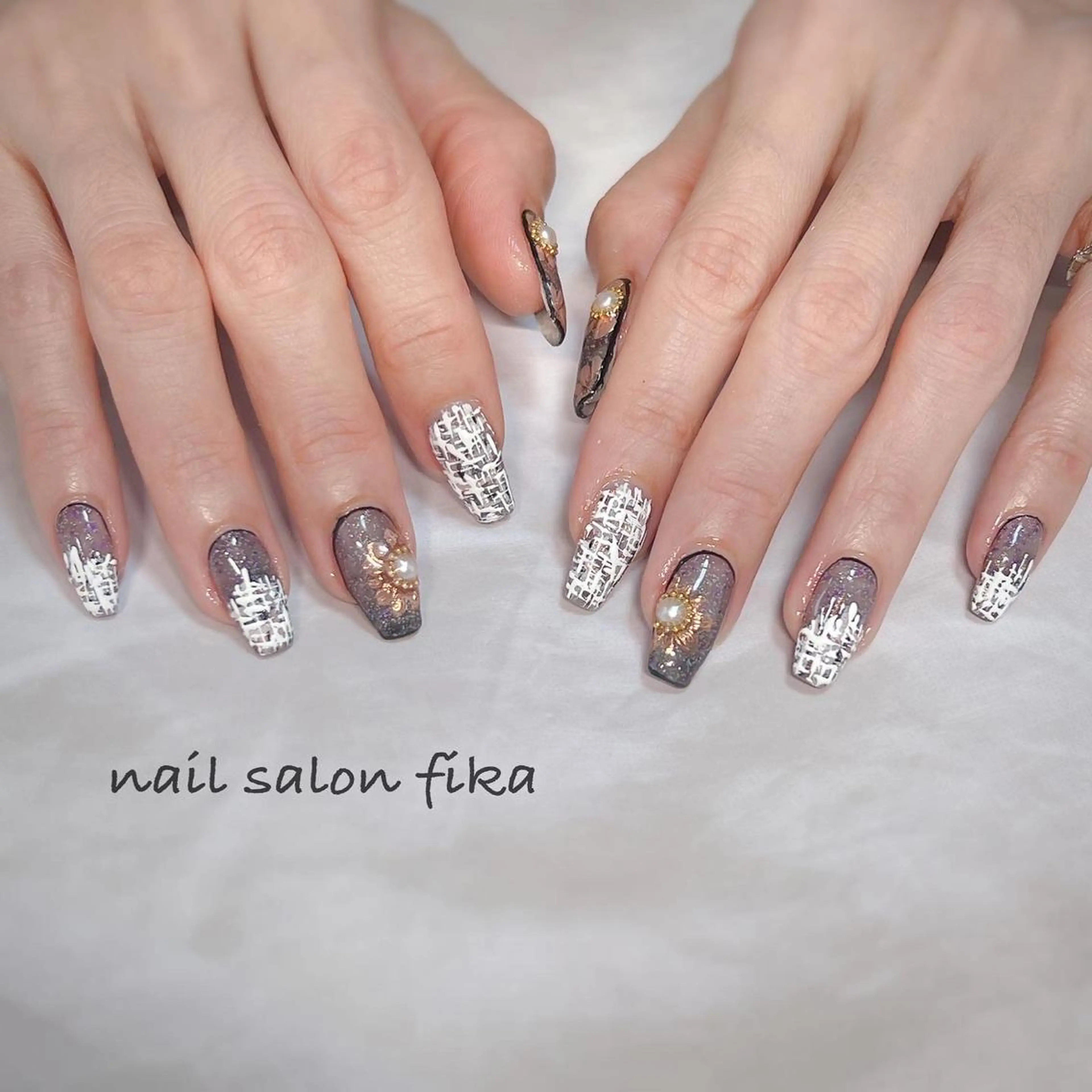 ネイル ツイードネイル nail salon fikaのネイルデザイン