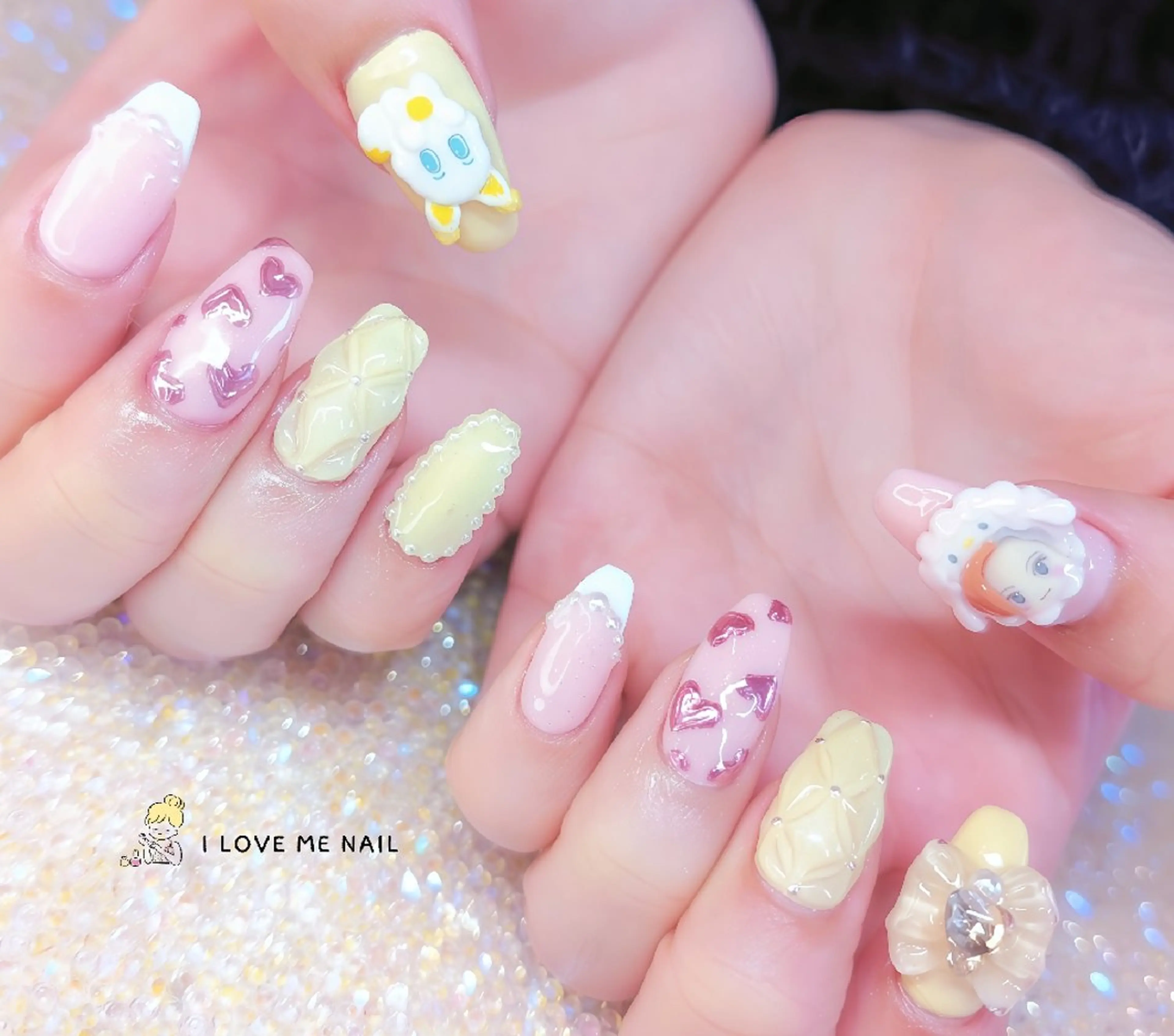 ネイル 長さ出し ジェルネイル 韓国ネイル マグネットネイル 持ち込み ハンドネイル I LOVE ME  NAIL.｡.:*♡のネイルデザイン