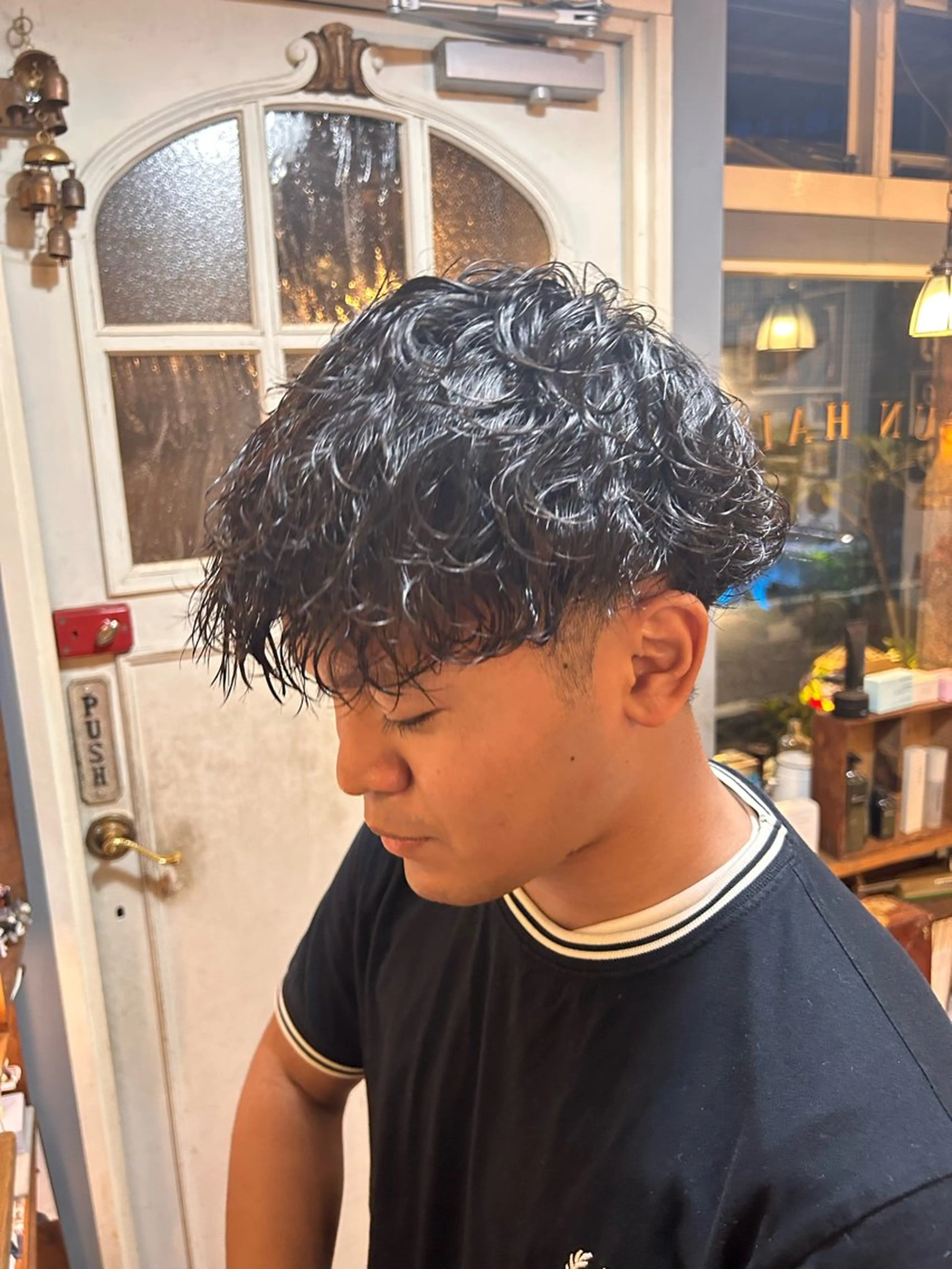 ショート パーマ メンズ カット パーマ 清水千優/パーマ/透 明感カラー/メンズのヘアスタイル