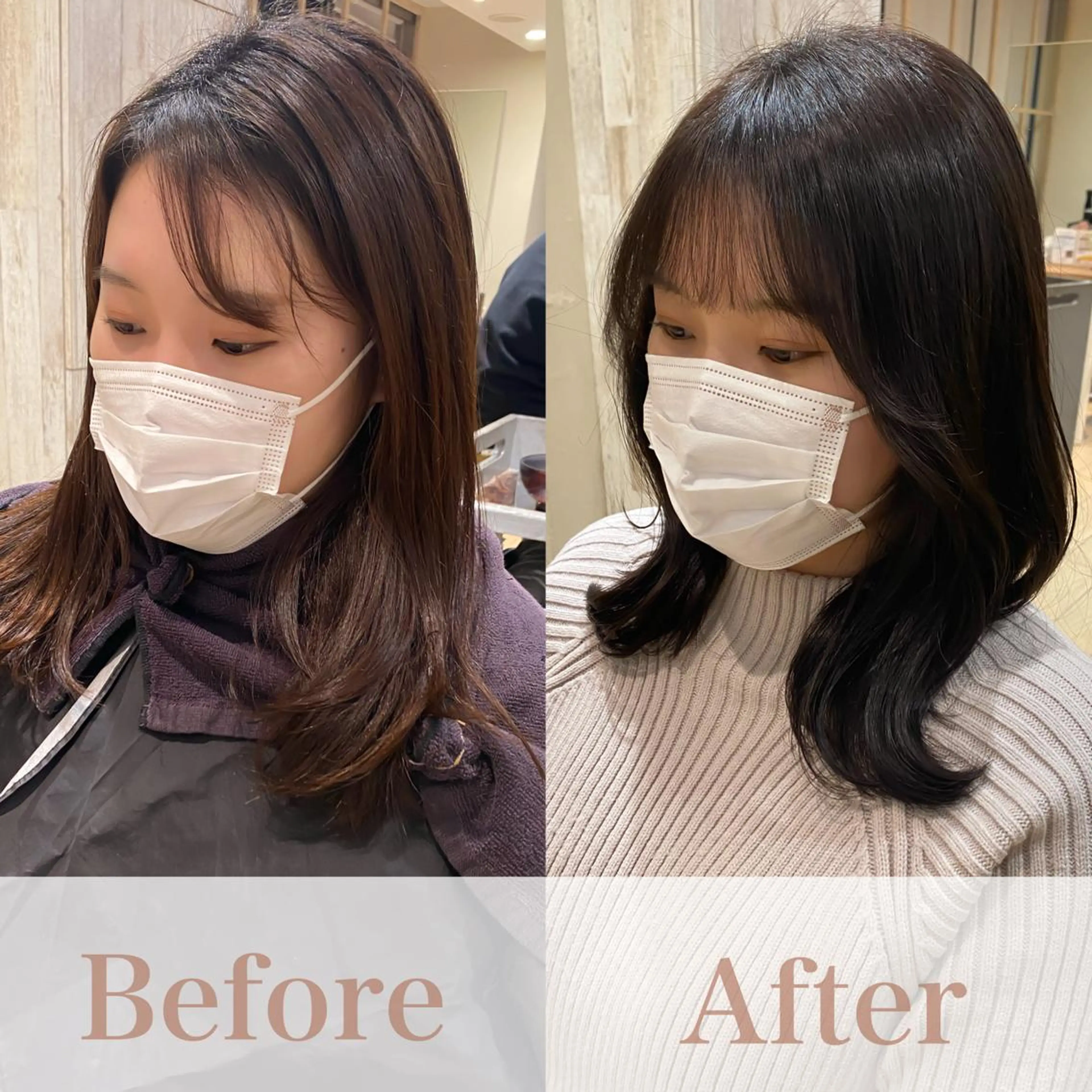 ミディアム くびれヘア 顔周り/くびれヘア 韓国ヘア💕風間るなのヘアスタイル