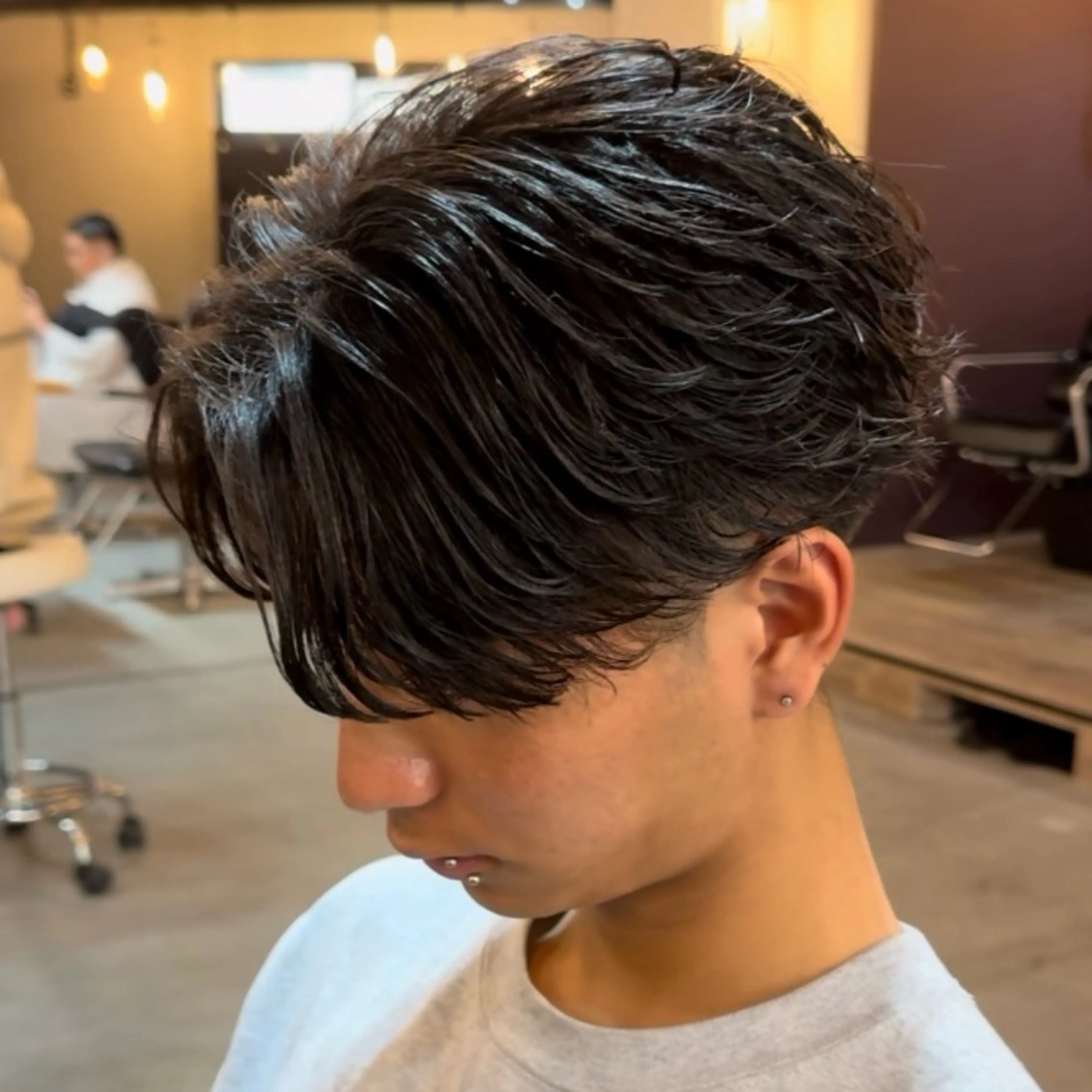 【人気No.2】メンズカット＋フェザーパーマ¥9500（#流行り#トレンドスタイル#町田センターパート）の写真