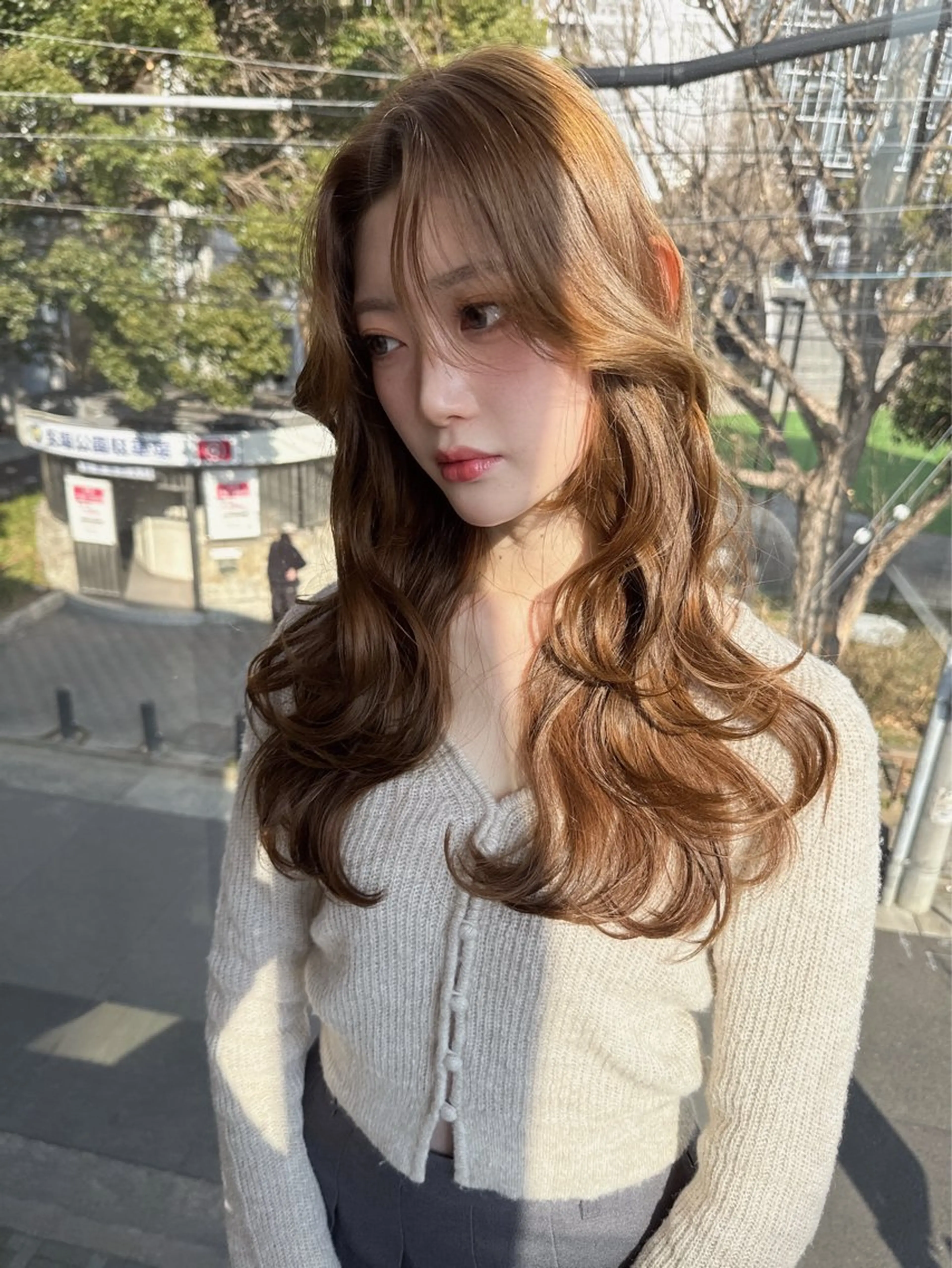 ロング カラー ブリーチ ダブルカラー ブリーチなしカラー 韓国ヘア/そら レイヤー透明感カラーのヘアスタイル