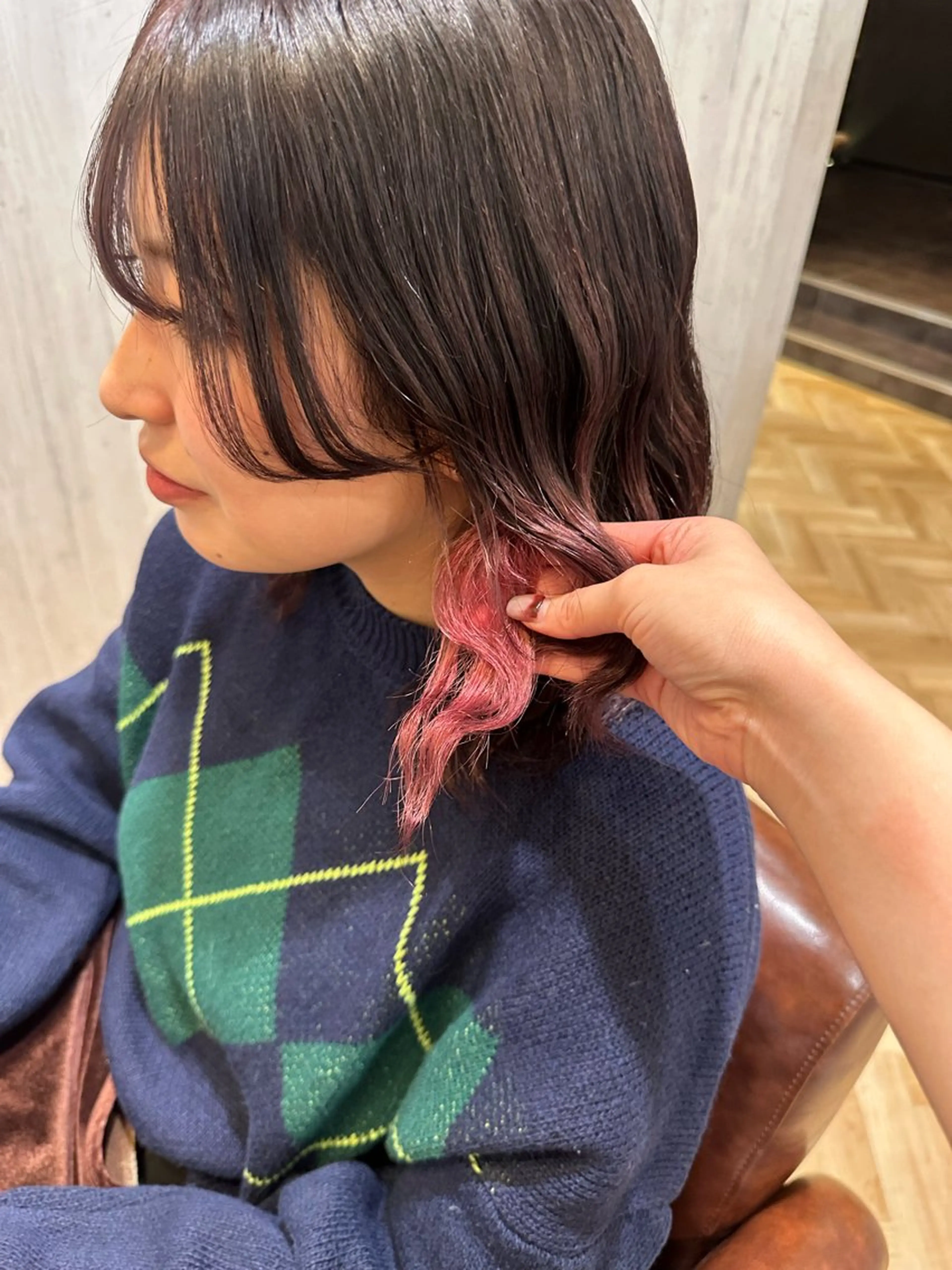 ミディアム カラー インナーカラー ピンクカラー hair salon  CAMON.所属・仙台/camon/ airiのヘアスタイル