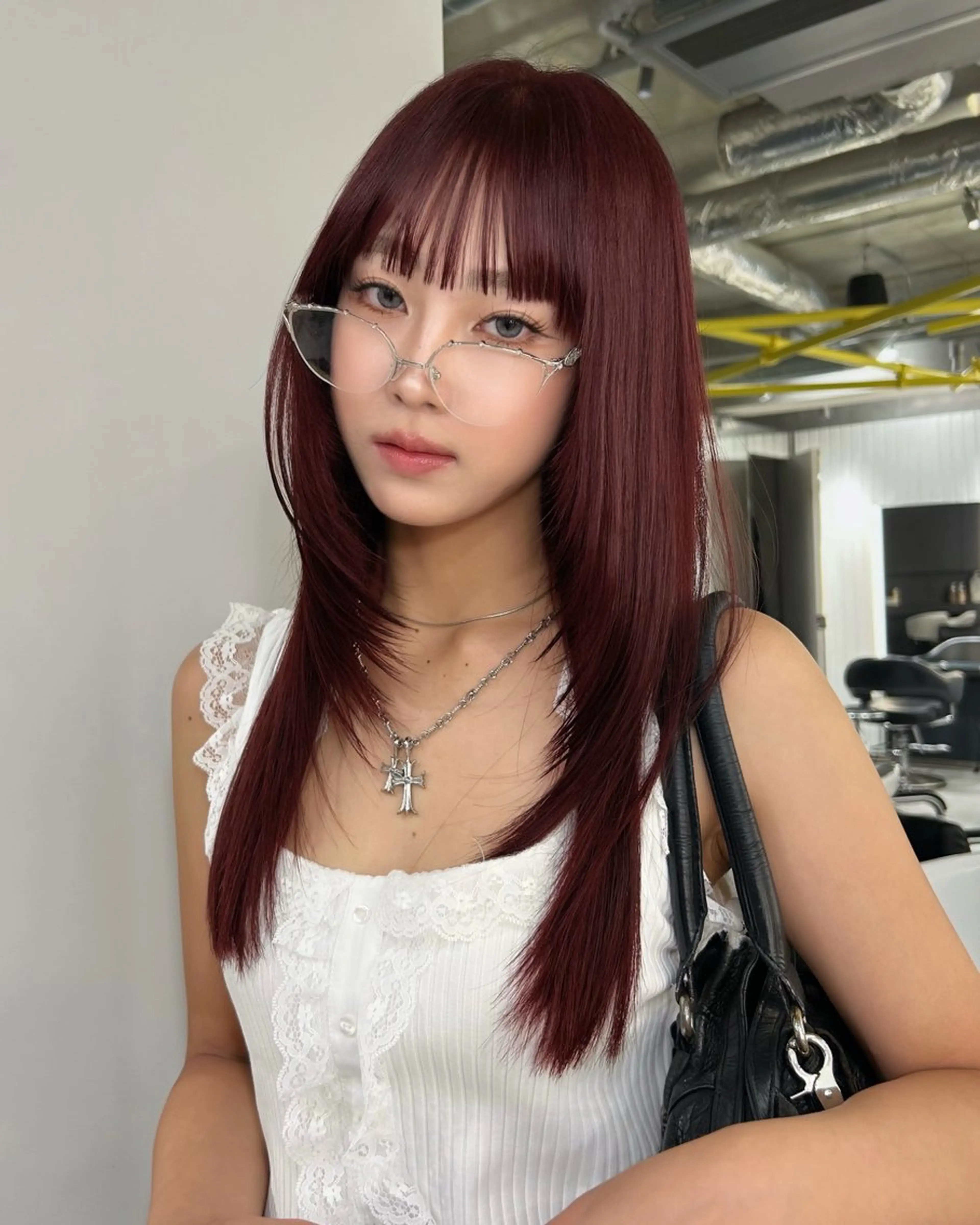 ロング カラー ヘアアレンジ yoko/レイヤー /小顔ボブ／艶カラーのヘアスタイル