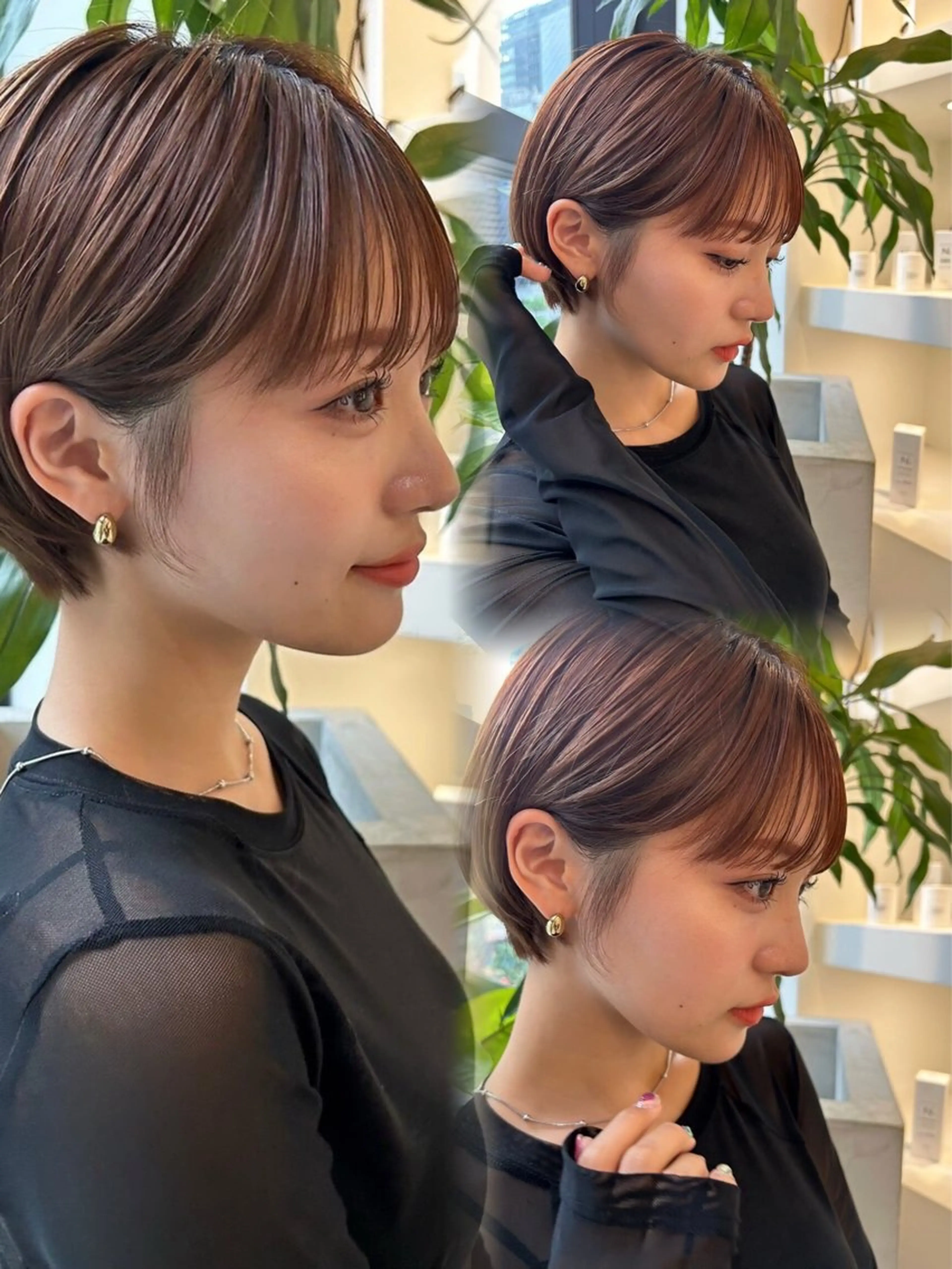 ショート カラー 顔まわりレイヤー 髪質改善 韓国風ヘア レイヤーカット トリートメント カット ヘアカラー トリートメント Zina福岡天神🪞 髪質改善🪞レイヤーのヘアスタイル