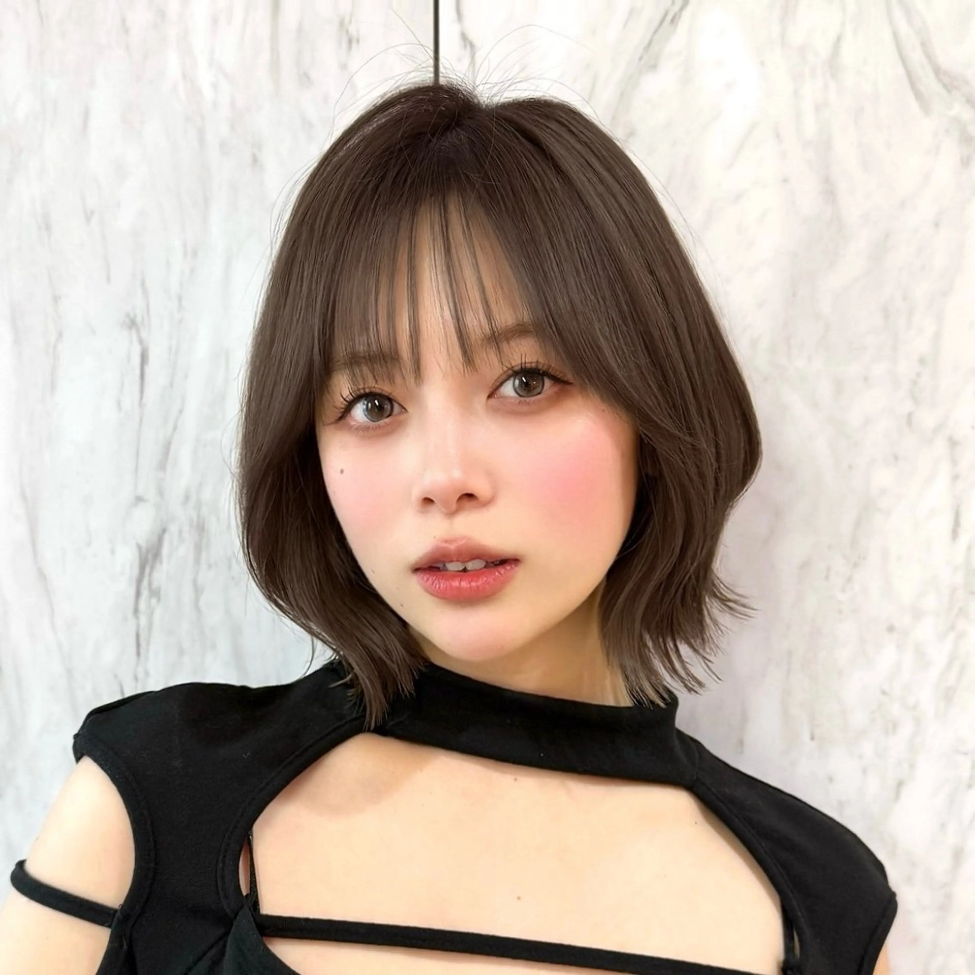 ミディアム カラー ヘアアレンジ ボブレイヤー 透明感カラー ボブ 韓国風ヘア レイヤーカット 韓国ボブ/髪質改善 /新宿/Rumiのヘアスタイル