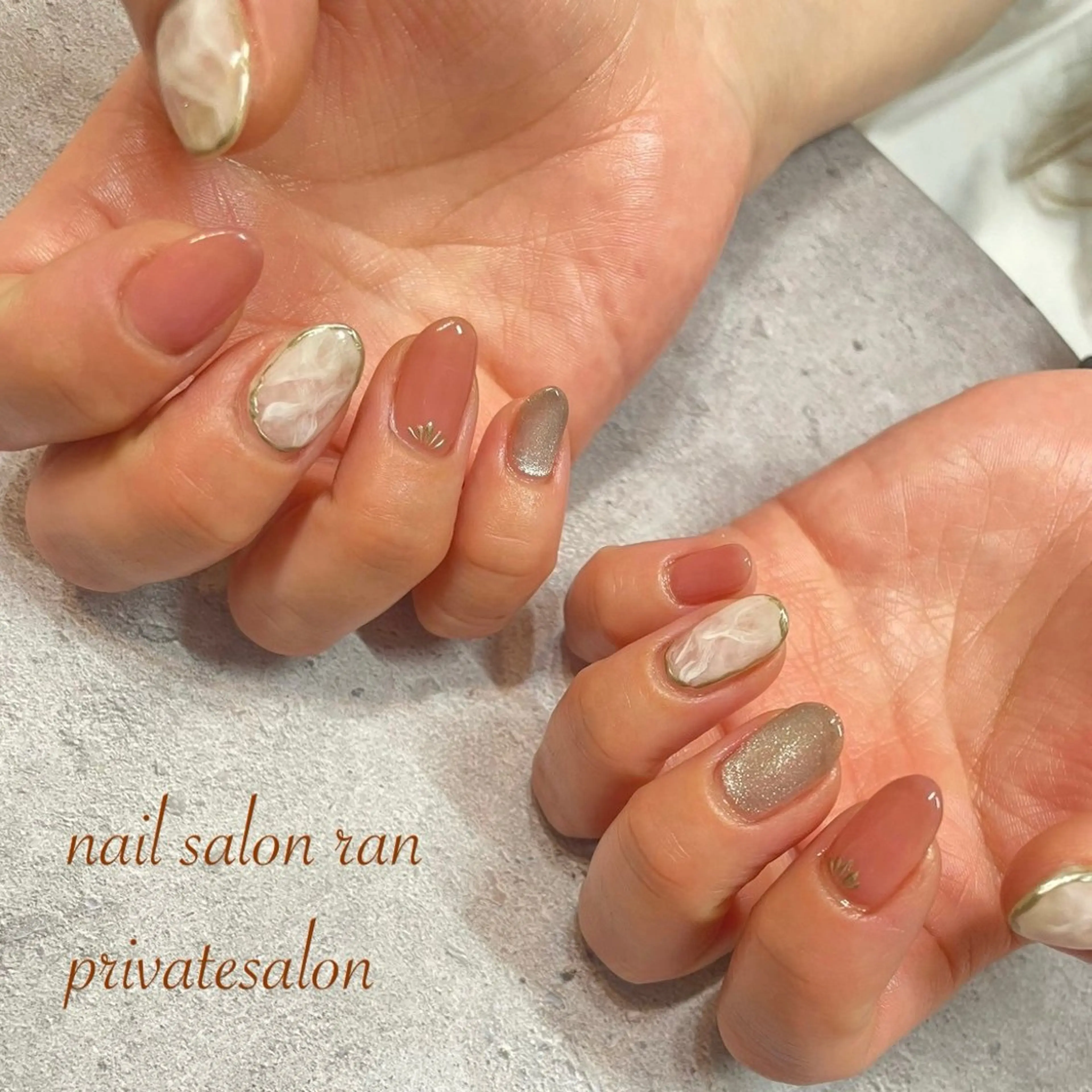 ネイル 大理石ネイル(マーブル) ハンドネイル ハンドケア nailsalon ranのネイルデザイン