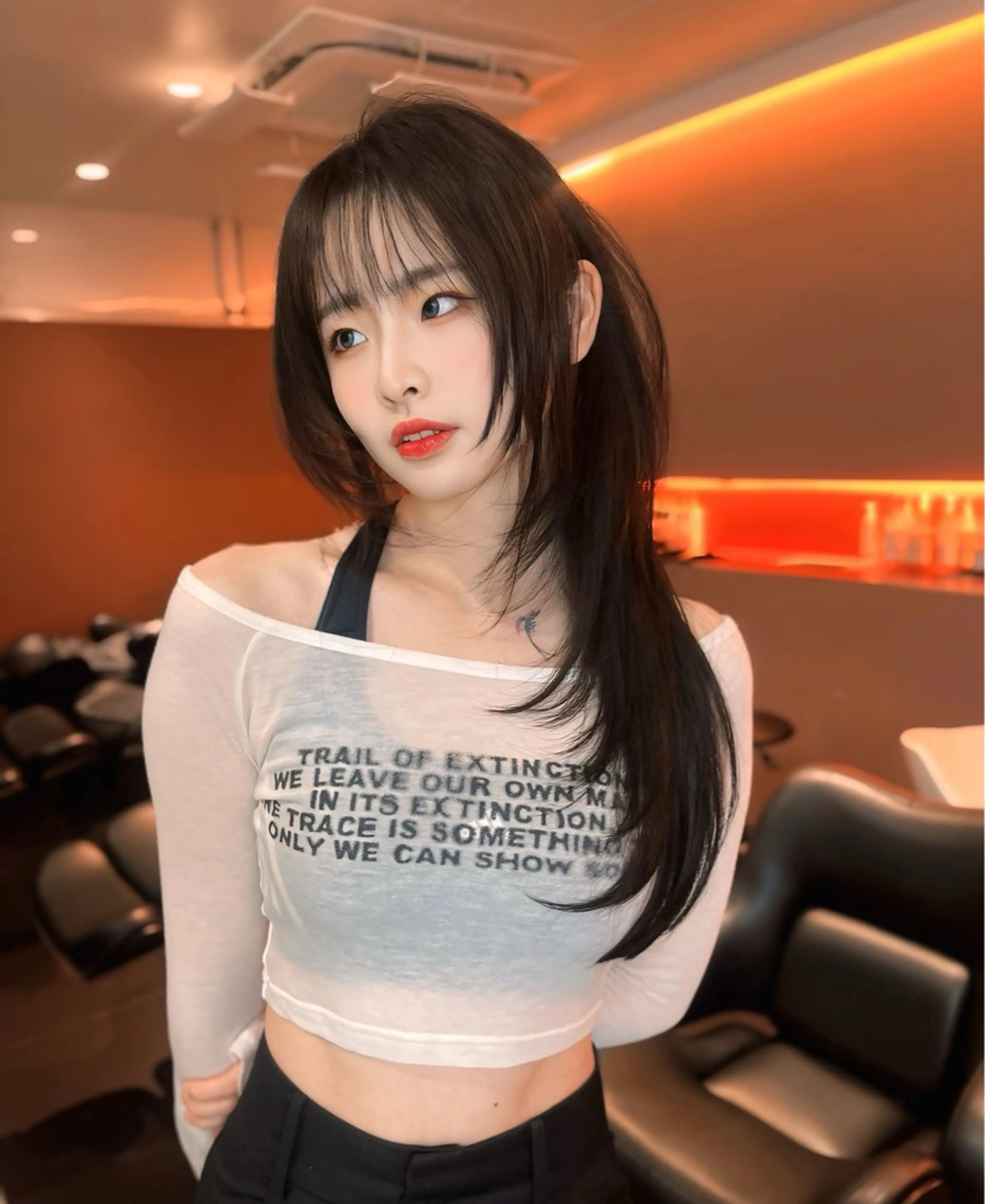 ロング カット ヘアカラー トリートメント 海野翔吾🇨🇳 ワンホンレイヤーのヘアスタイル