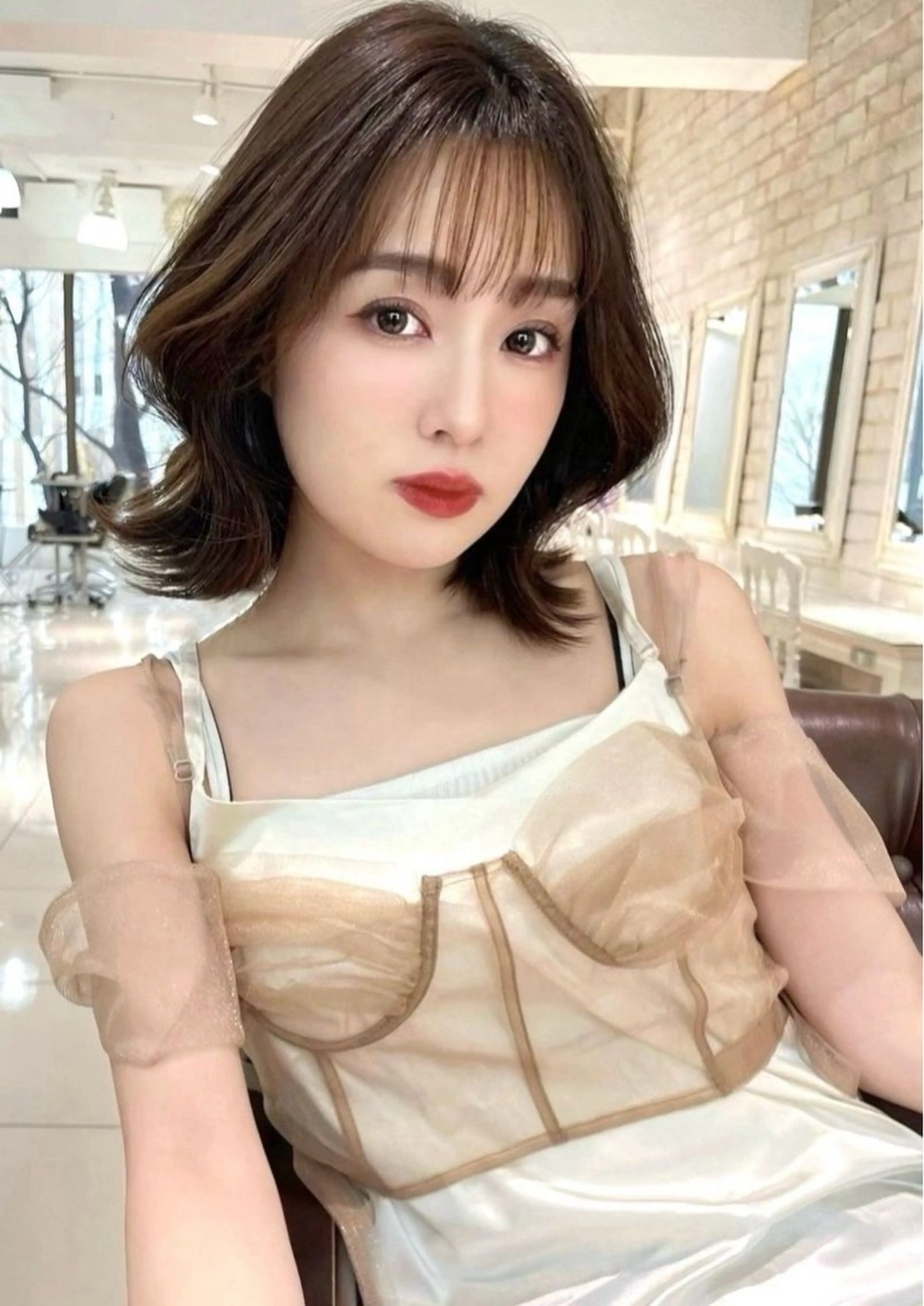 ミディアム ヘアアレンジ トリートメント 🎀ིྀ暖色カラー/ 髪質改善/みどりのヘアスタイル