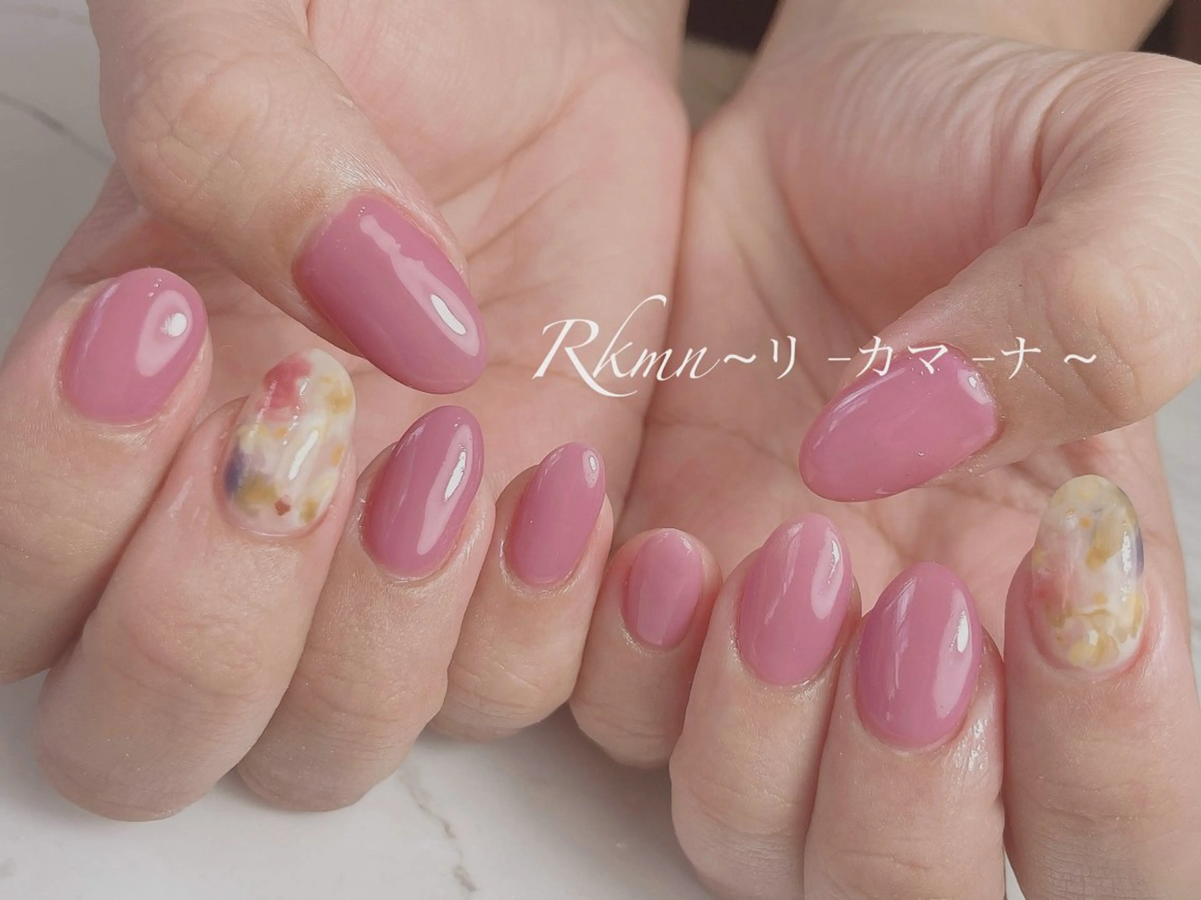 ネイル アートネイル ニュアンスネイル ピンク 春ネイル ハンドネイル フットネイル ハンドケア Rkmn ~リ-カマ-ナ~のネイルデザイン