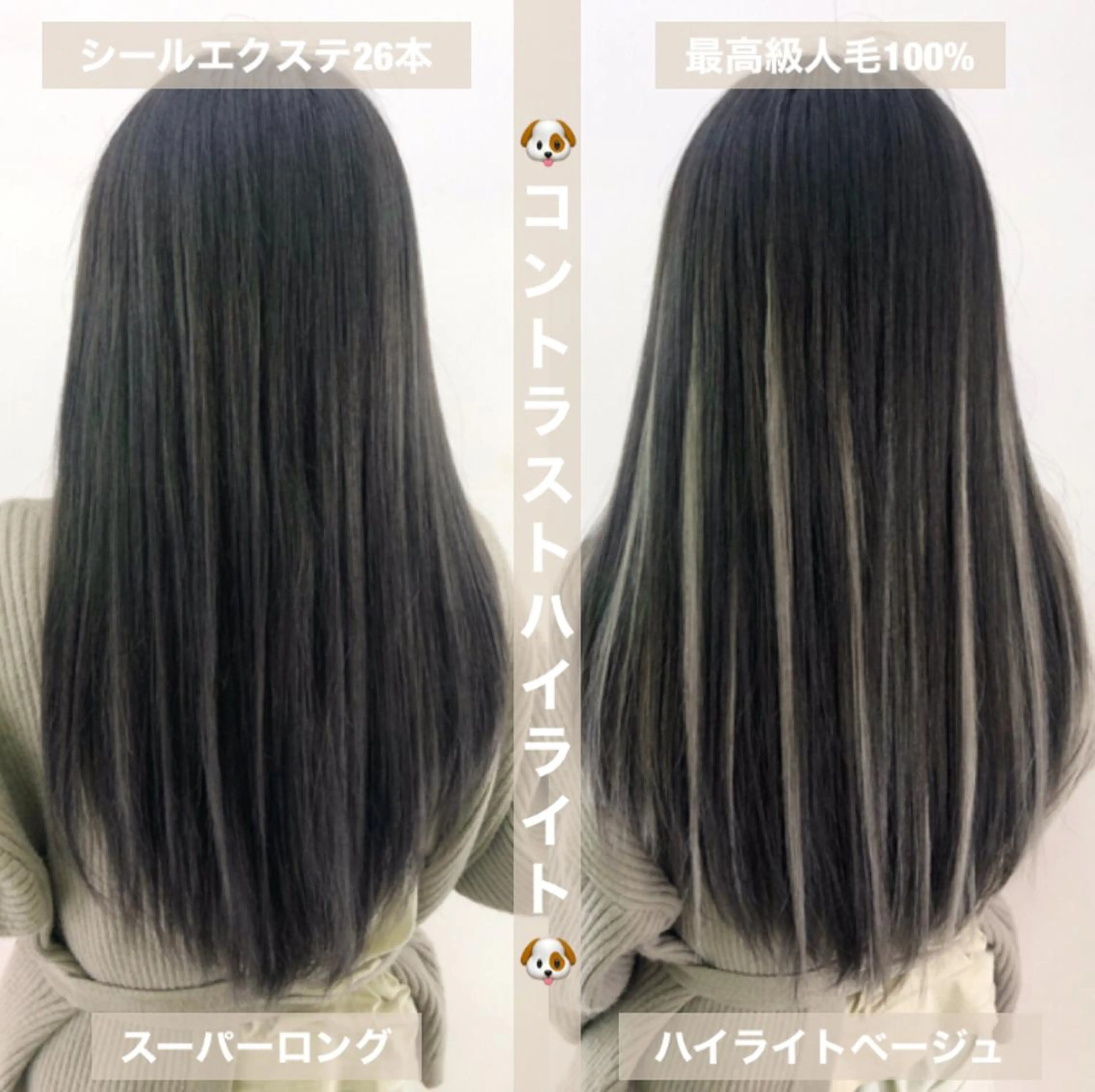 🩰 extensions 🩰26本でコントラストハイライトを再現🐶⚠️事前カウンセリング必須の写真
