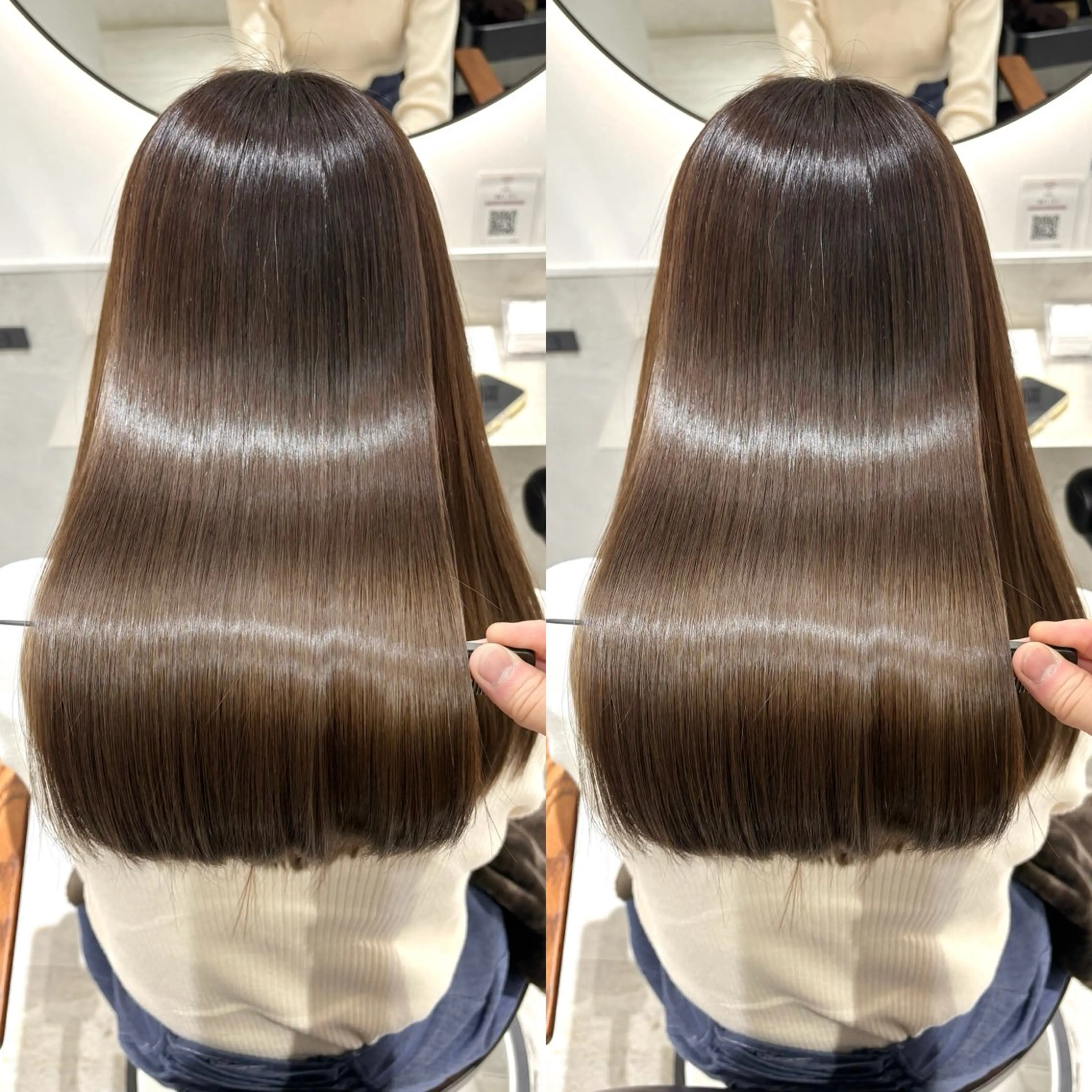 セミロング カラー 髪質改善 縮毛矯正 トリートメント ヘアカラー トリートメント 銀座No.1髪質改善 縮毛矯正/本木のヘアスタイル