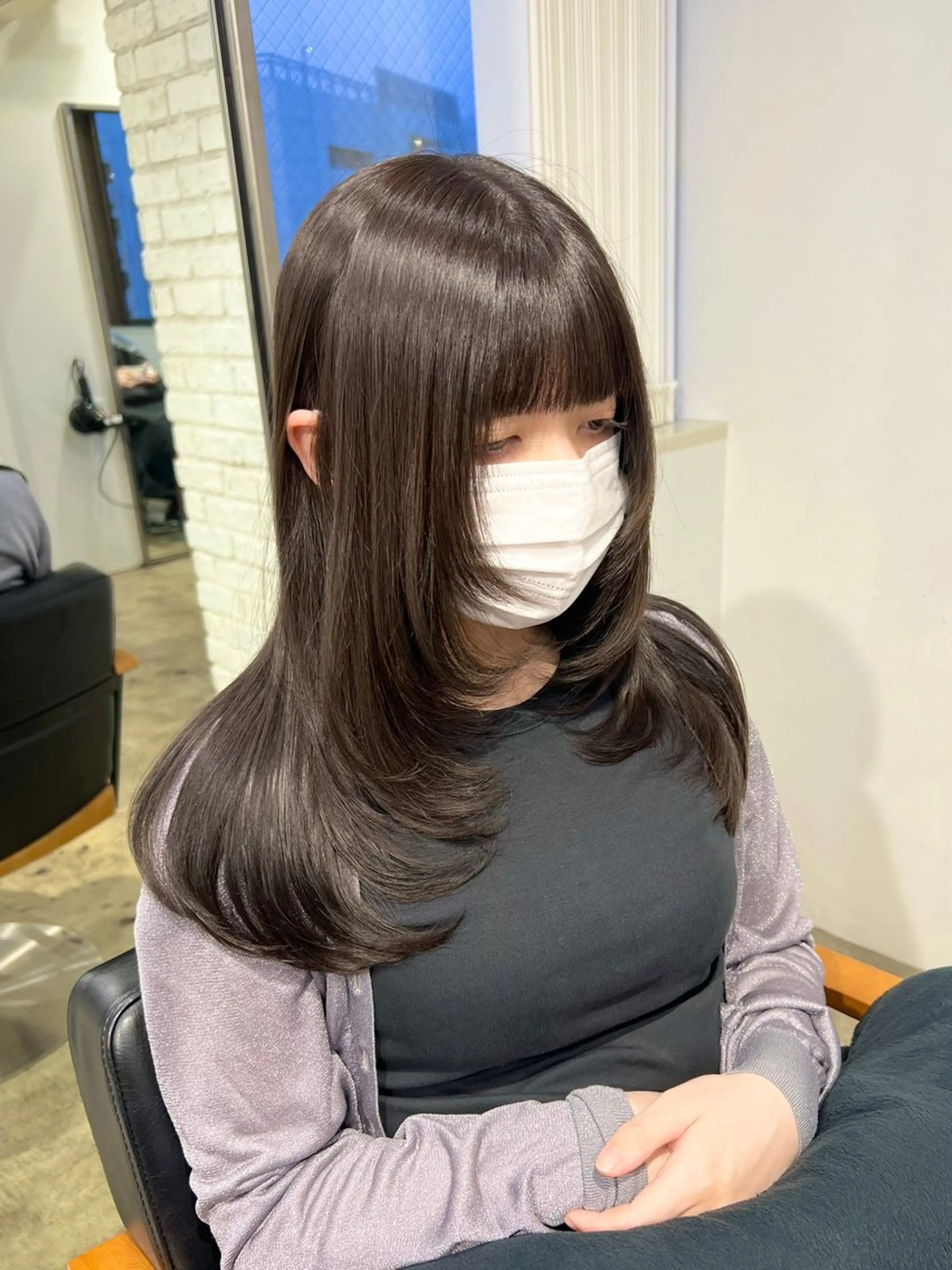 セミロング カラー レイヤーカット カット ヘアカラー トリートメント 【韓国風くびれヘア】 joule小木曽輝のヘアスタイル