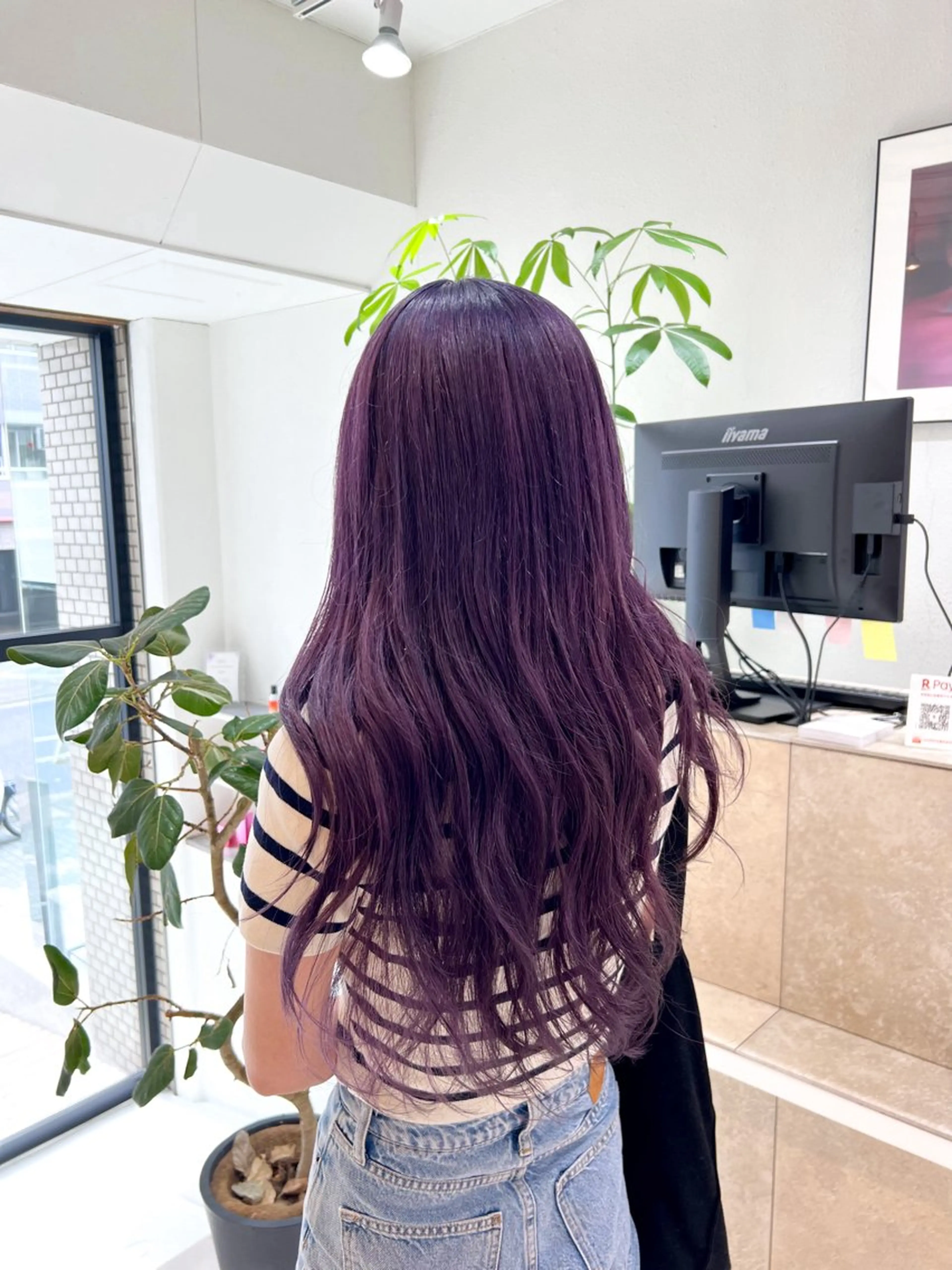 ロング カラー ブリーチ ケアブリーチ カシス ディープラベンダー ラベンダーカラー ブリーチカラー🦋‪ 田中さくらのヘアスタイル