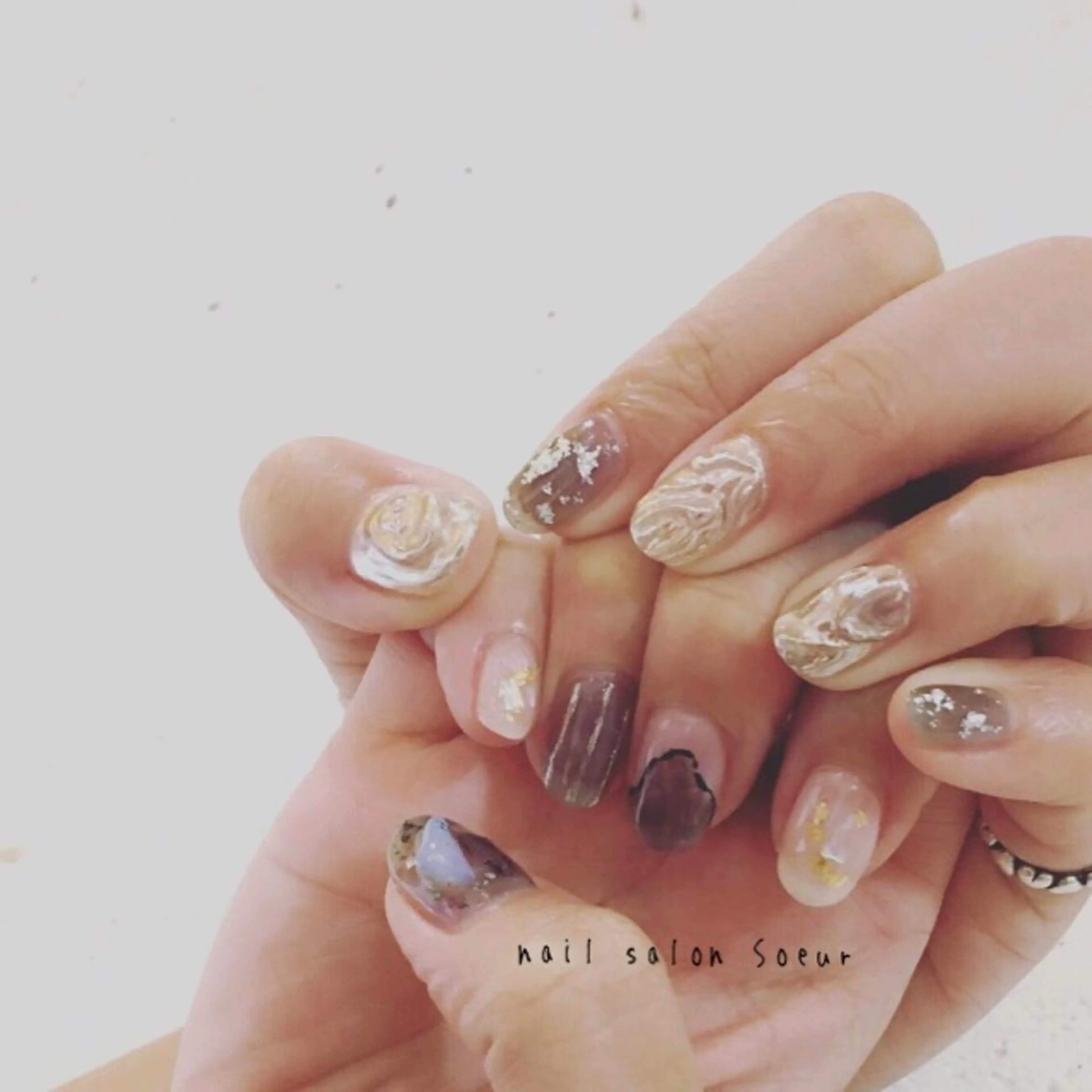 ネイル アートネイル 長さ出し ジェルネイル マットネイル ミラーネイル ハンドネイル nail salon Soeurのネイルデザイン