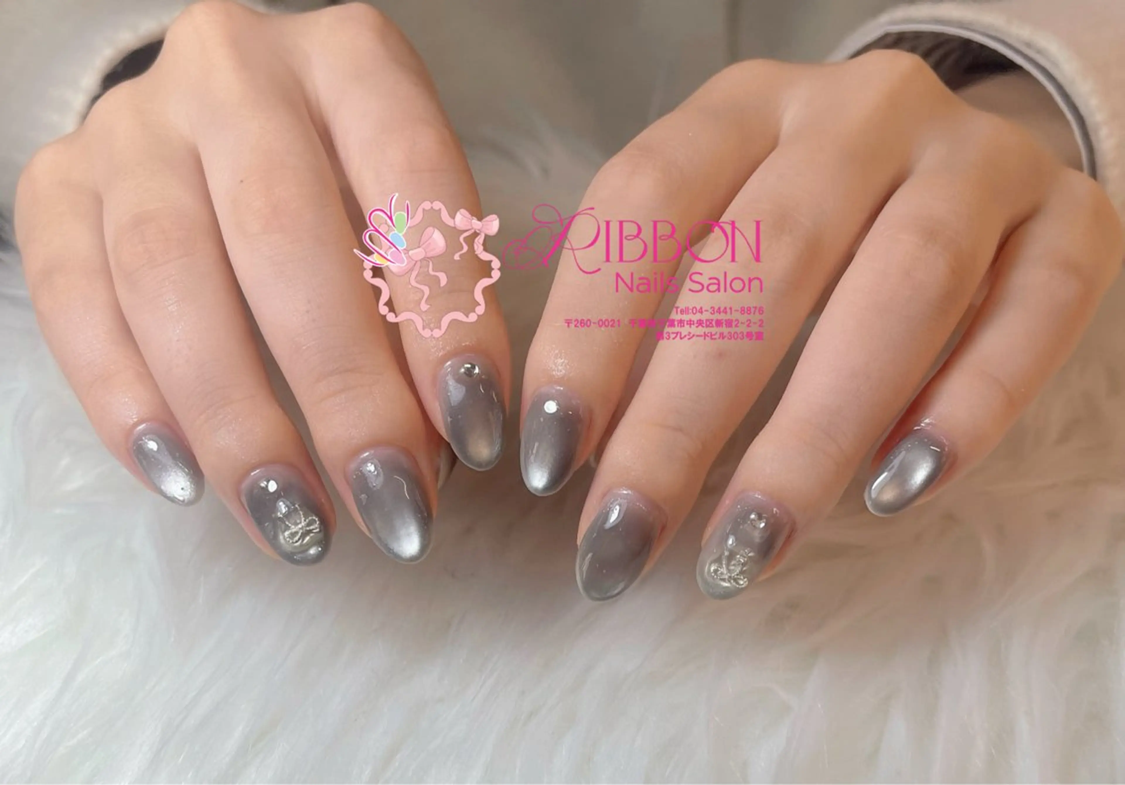 ネイル フレンチネイル ジェルネイル マグネットネイル 持ち込み ニュアンスネイル ハンドネイル Ribbonnail salonのネイルデザイン