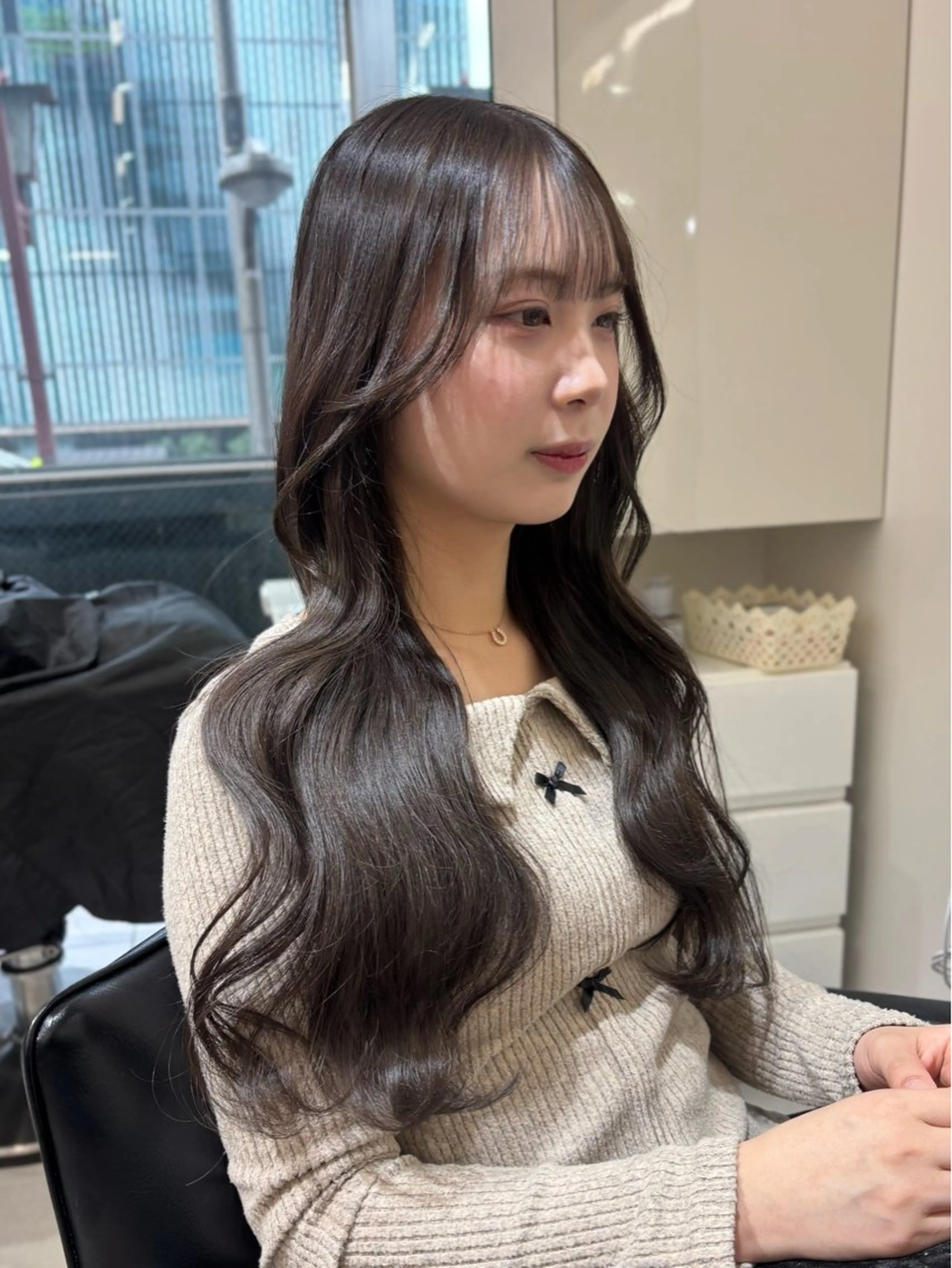 ロング カラー ブリーチ ダブルカラー グレージュ ブリーチなしカラー カット ヘアカラー 大人韓国ヘア 渋谷/Satsukiのヘアスタイル