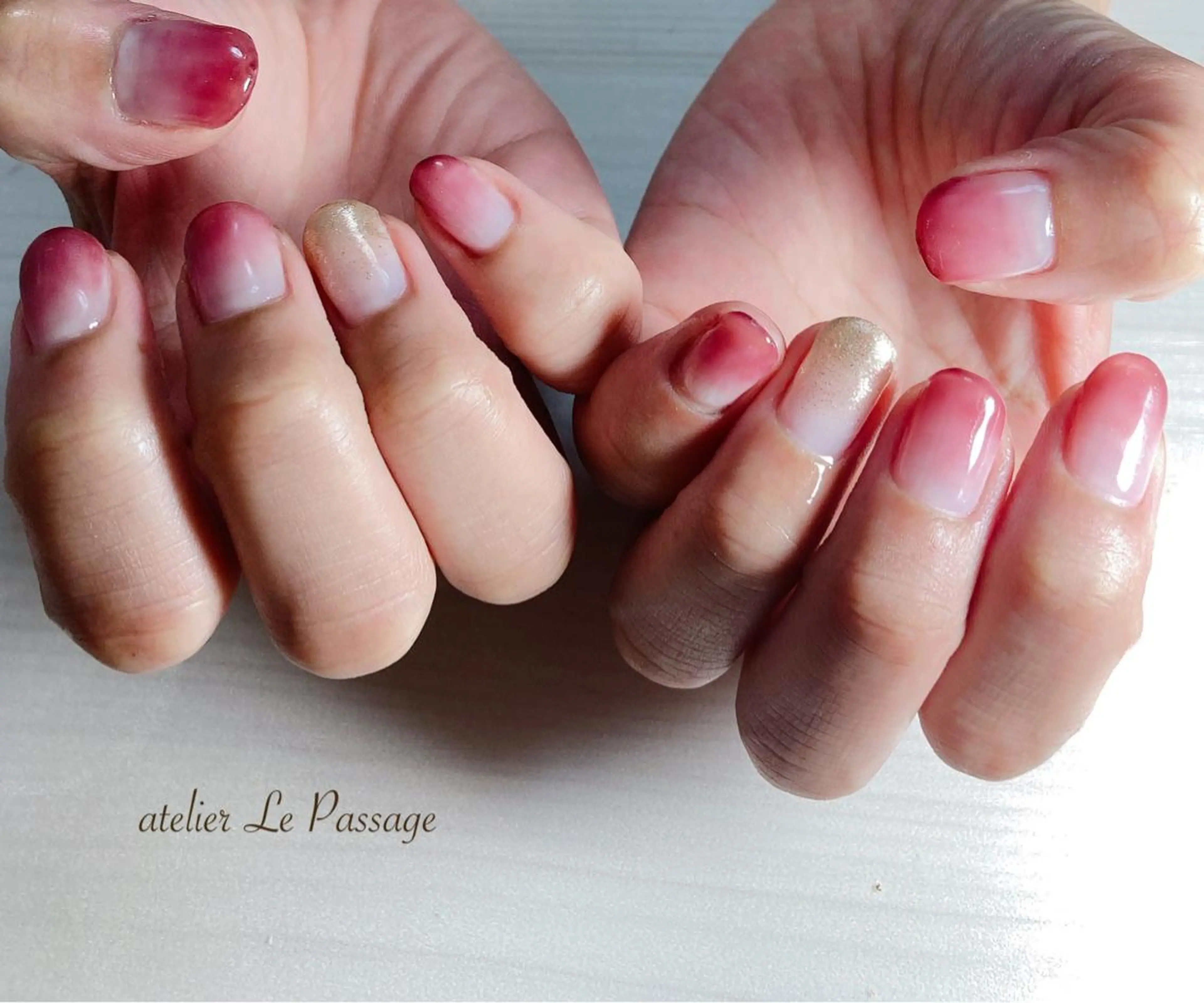 ネイル ジェルネイル グラデーション オフィスネイル ワンカラーネイル パラジェル Atelier Le Passage所属・h nakatsukaのネイルデザイン