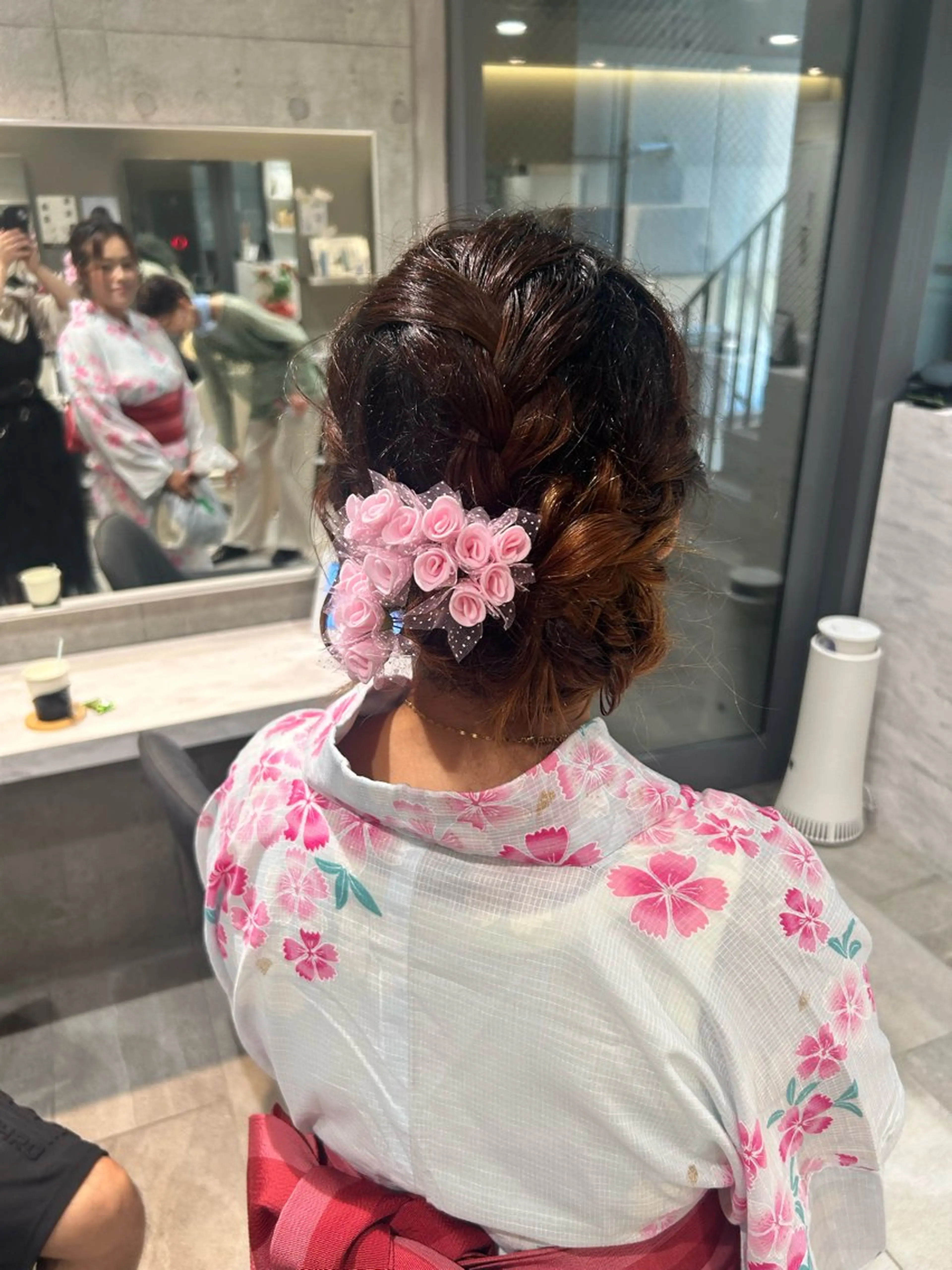 セミロング ヘアアレンジ はるか/ブリーチカラ ー/ヘアアレンジ🤍のヘアスタイル