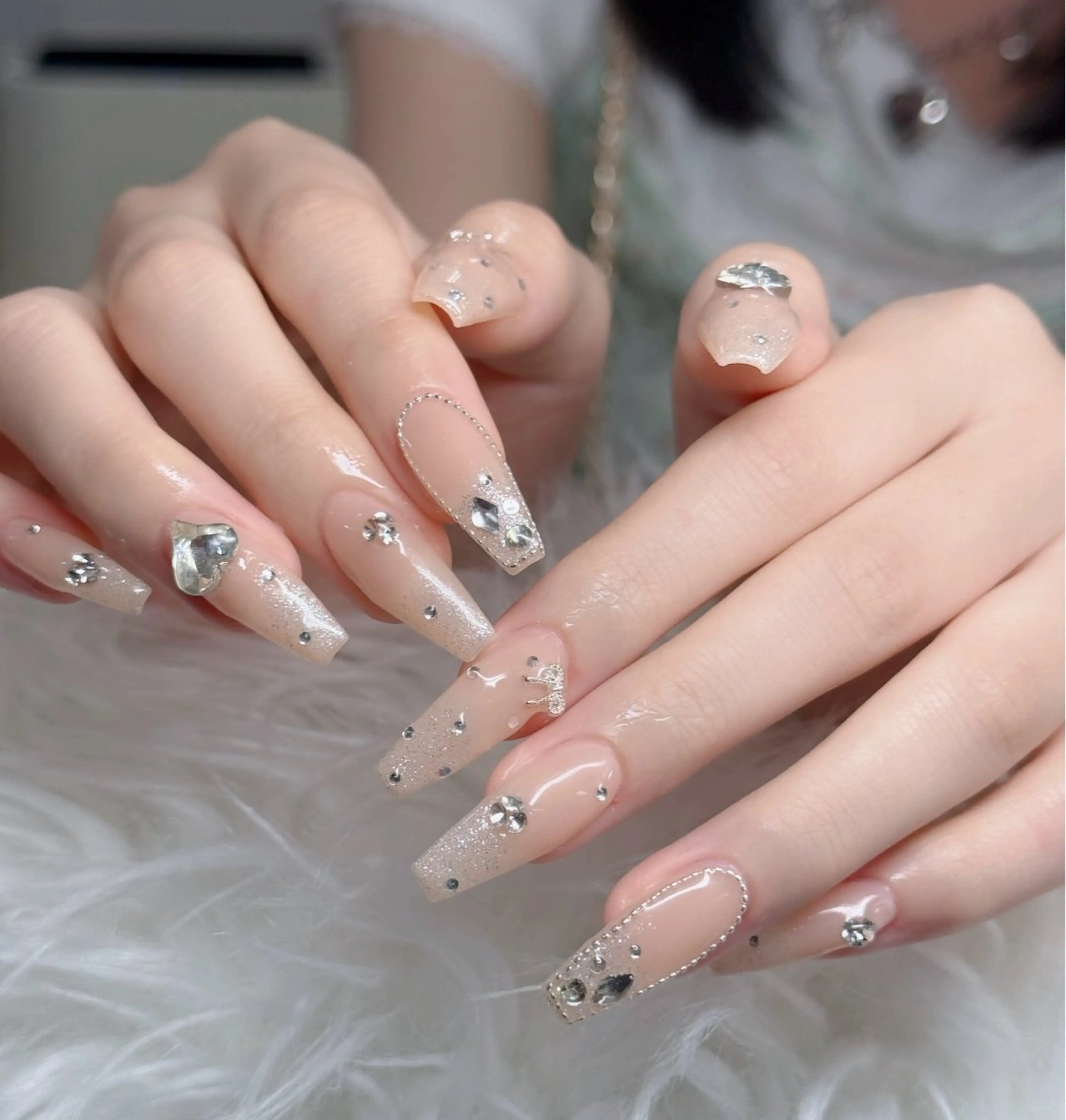 ネイル ロングネイル マグネットネイル リボン 夏ネイル スーパーロングネイル ハンドネイル Hani Nail XUKAのネイルデザイン