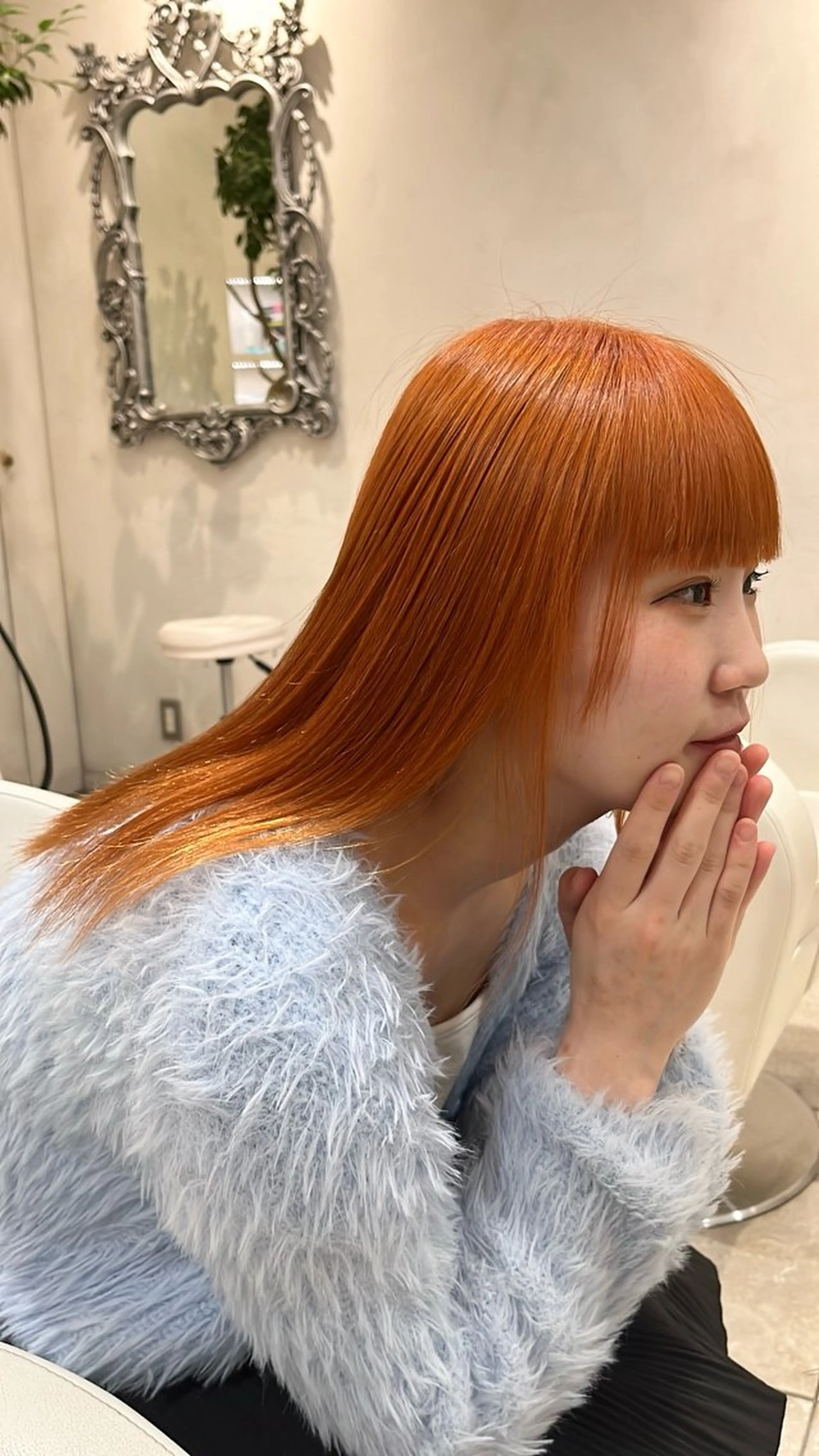 カラー オレンジ ヘアカラー 地毛風ストレート/ ケアカラー/セキネのヘアスタイル